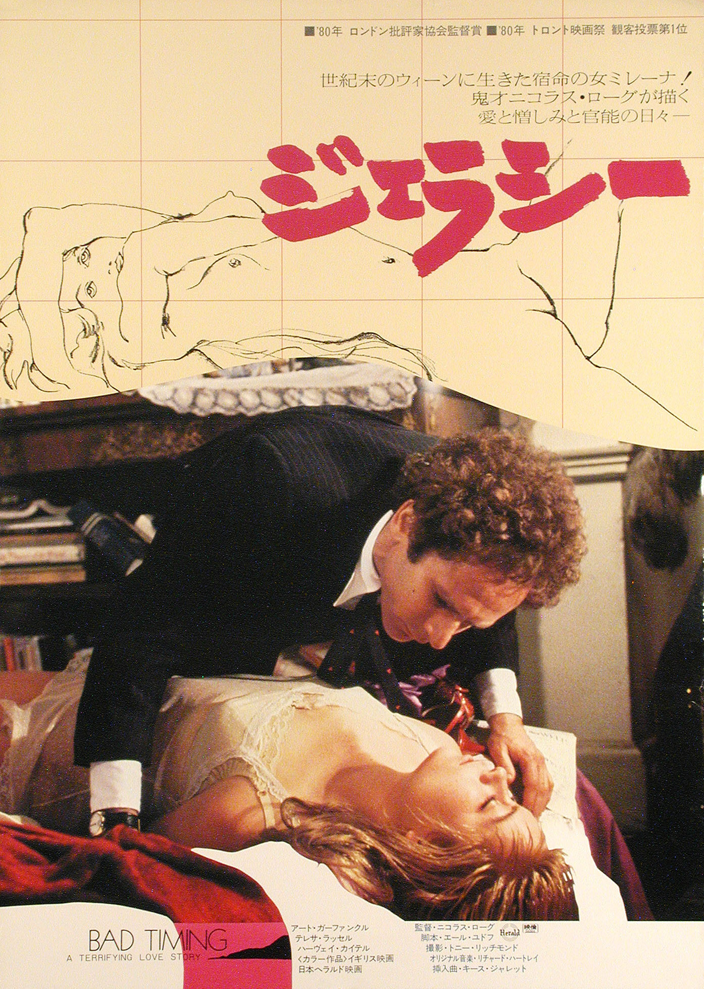 Нетерпение чувств (Bad Timing A Sensual Obsession, 1980), режиссёр Николас Роуг, японский постер к фильму, 1981 год