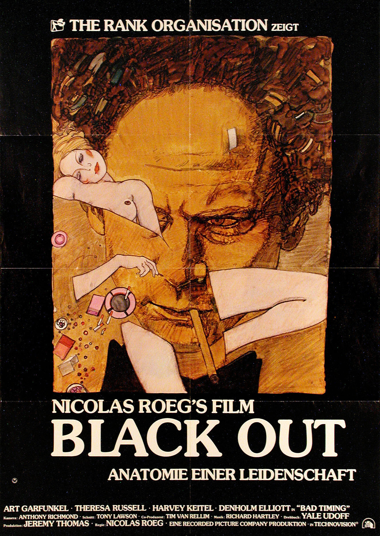 Нетерпение чувств (Bad Timing A Sensual Obsession, 1980), режиссёр Николас Роуг, немецкий (ФРГ) постер к фильму, 1980 год