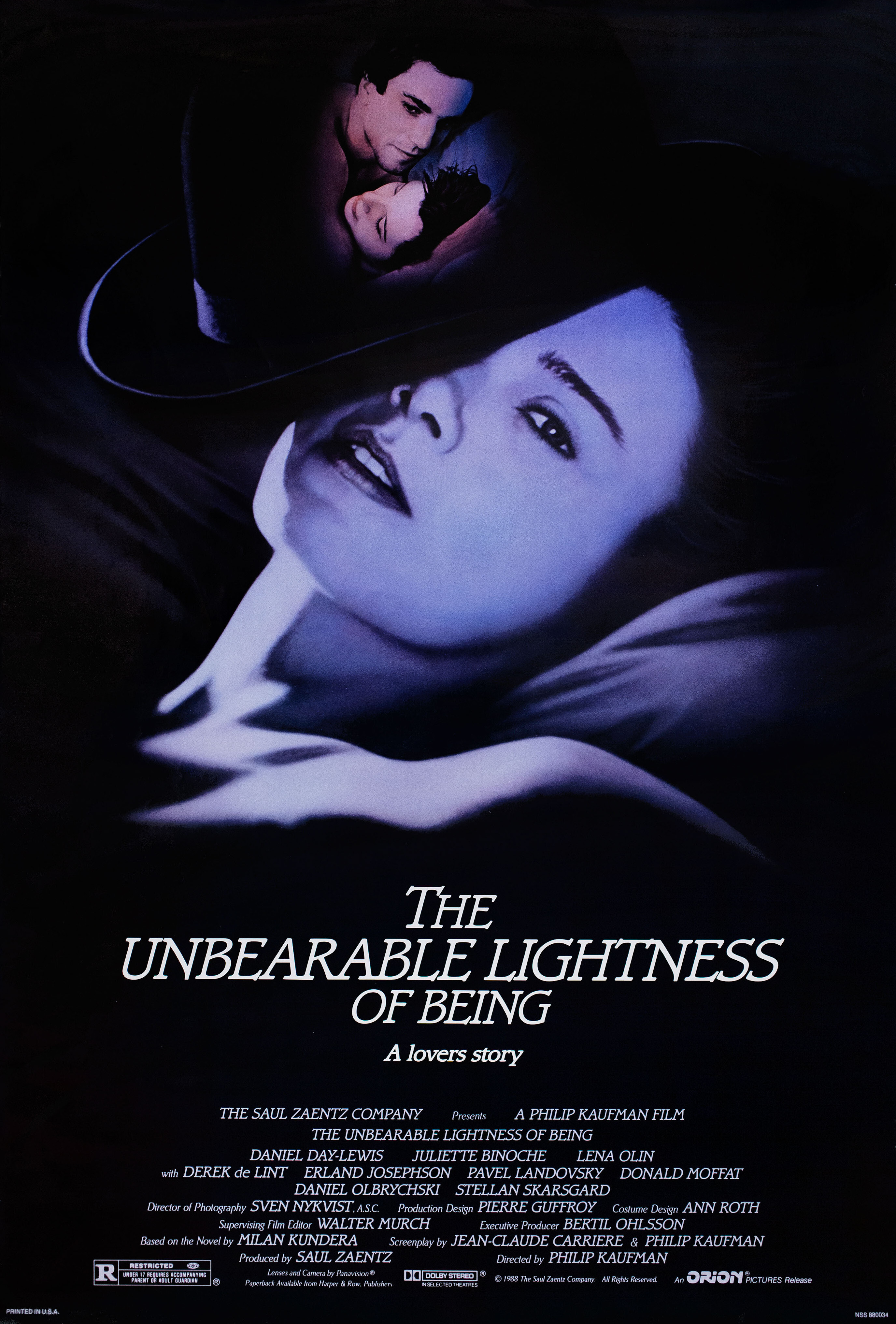 Невыносимая легкость бытия (The Unbearable Lightness of Being, 1988), режиссёр Филип Кауфман, американский постер к фильму, 1988 год