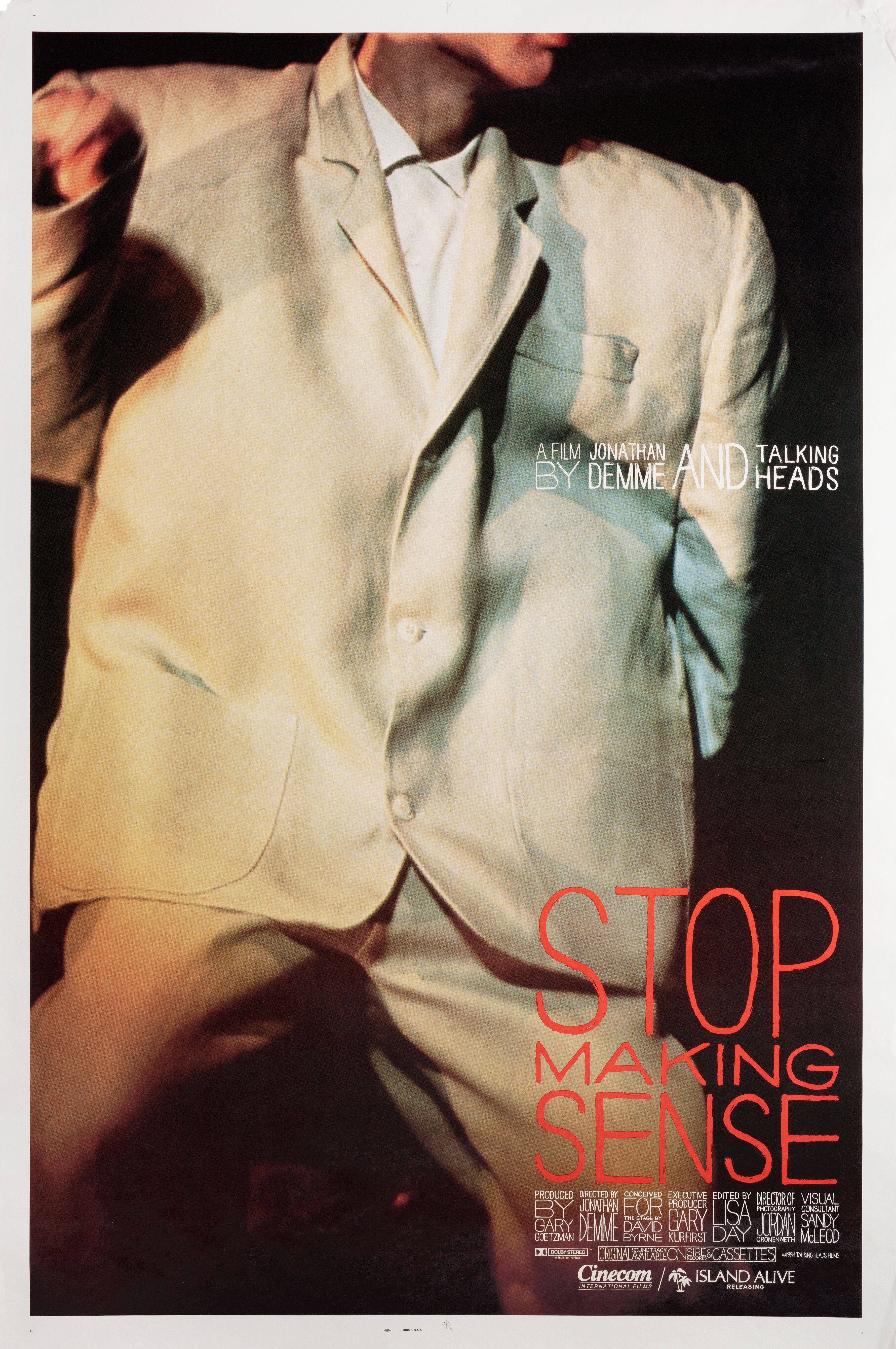 Не ищи смысла (Stop Making Sense, 1984), режиссёр Джонатан Демме, американский постер к фильму, автор Адель Лутц, Пабло Ферро, 1984 год