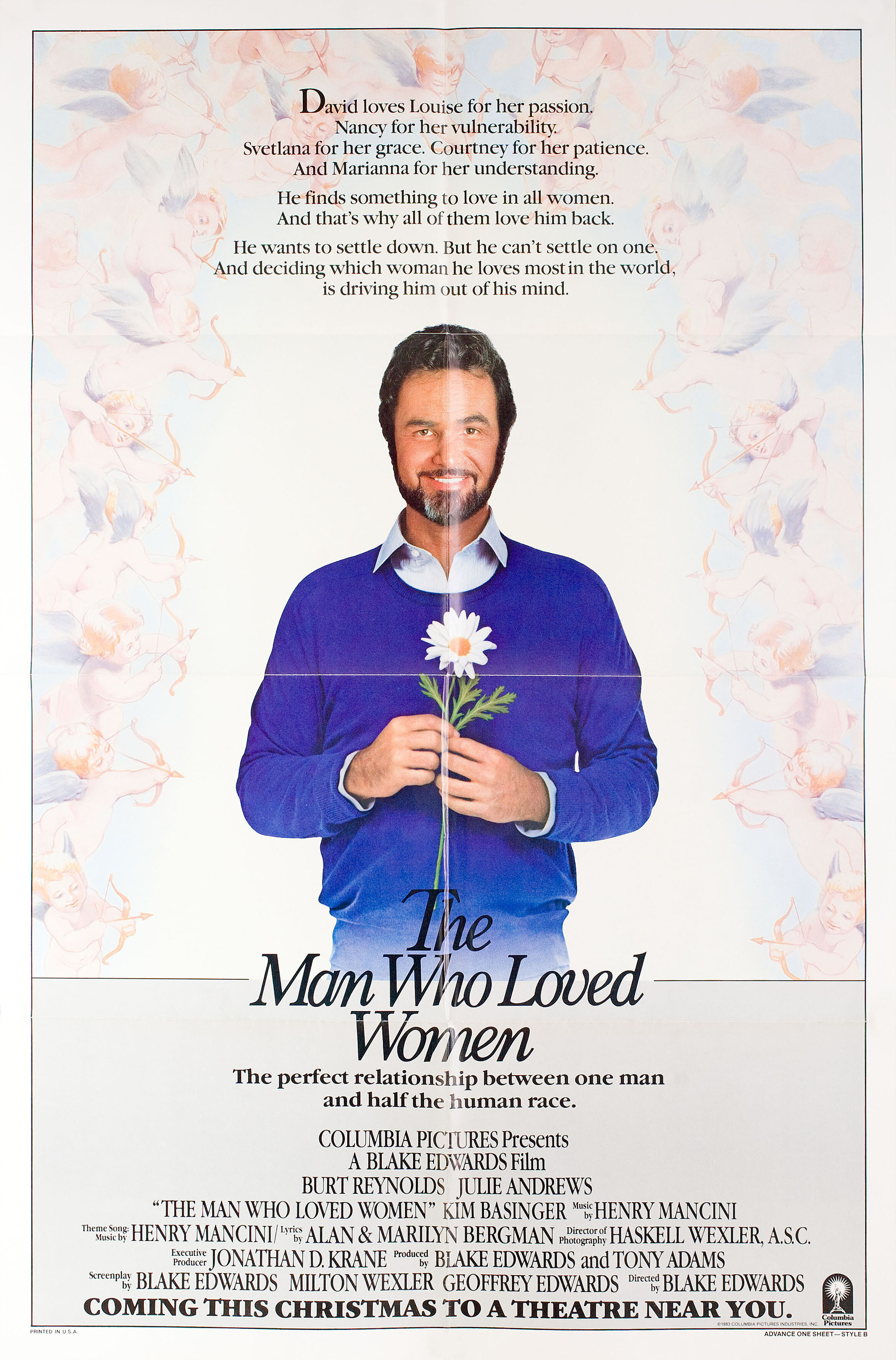 Мужчина, который любил женщин (The Man Who Loved Women, 1983), режиссёр Блейк Эдвардс, американский постер к фильму, 1983 год