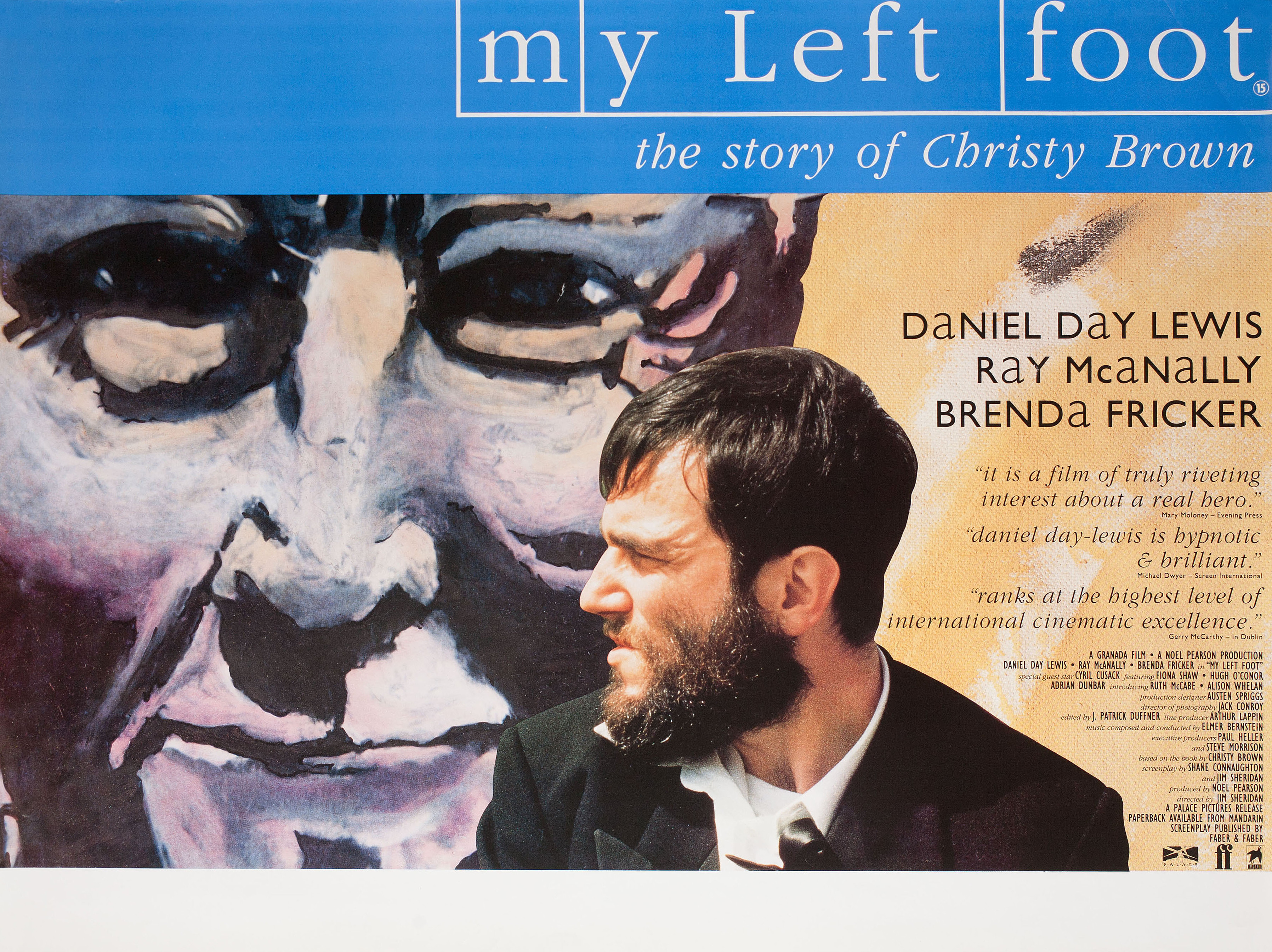 Моя левая нога (My Left Foot, 1989), режиссёр Джим Шеридан, британский постер к фильму, 1989 год