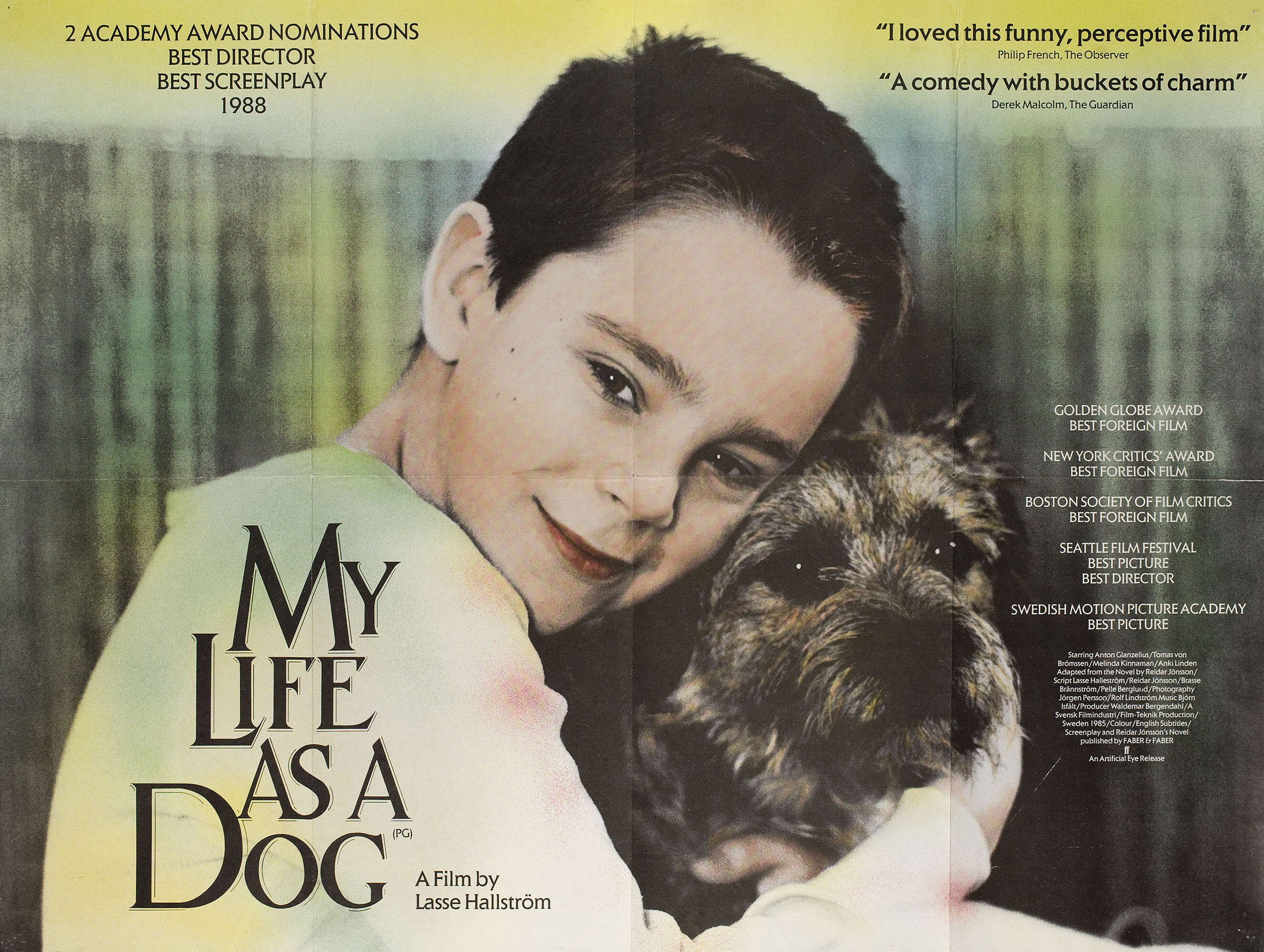 Моя собачья жизнь (My Life as a Dog, 1985), режиссёр Лассе Халльстрем, британский постер к фильму, 1985 год