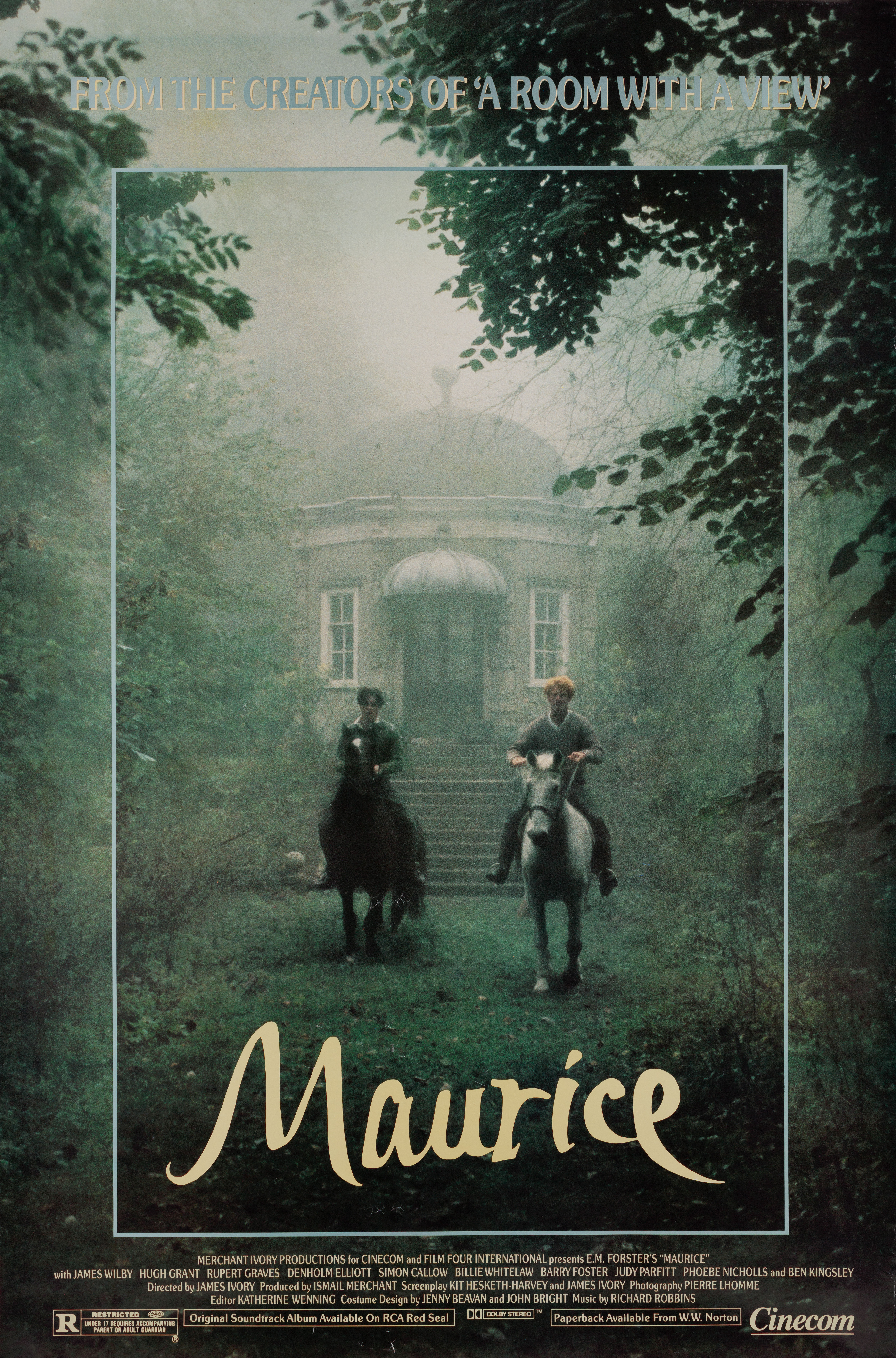 Морис (Maurice, 1987), режиссёр Джеймс Айвори, американский постер к фильму, 1987 год
