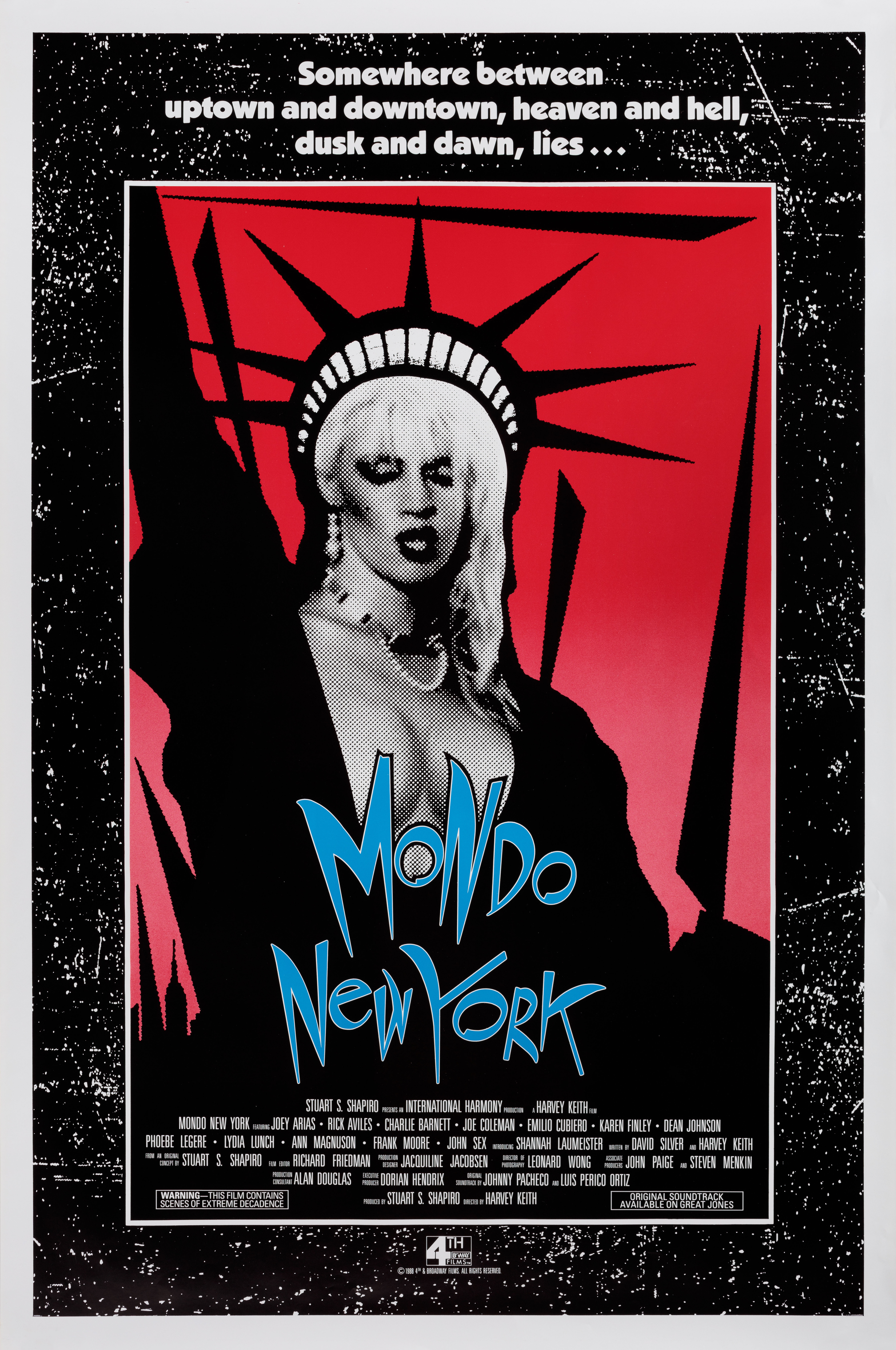 Огромный Нью-Йорк (Mondo New York, 1988), режиссёр Харви Кит, американский постер к фильму, 1988 год