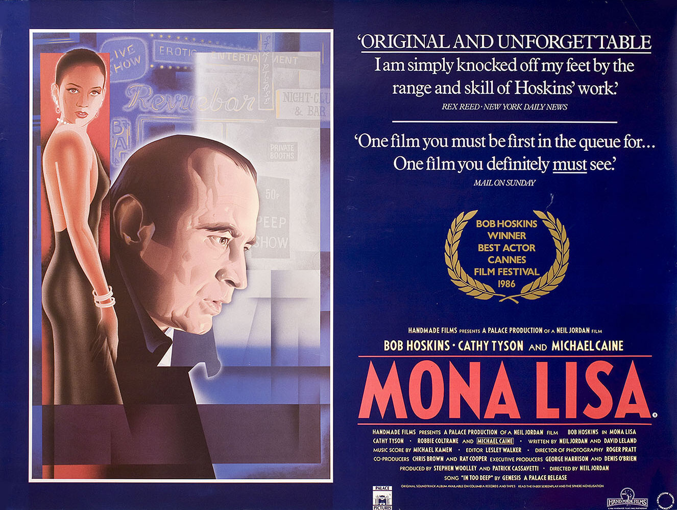 Мона Лиза (Mona Lisa, 1986), режиссёр Нил Джордан, британский постер к фильму, автор Люсинда Коуэлл, 1986 год