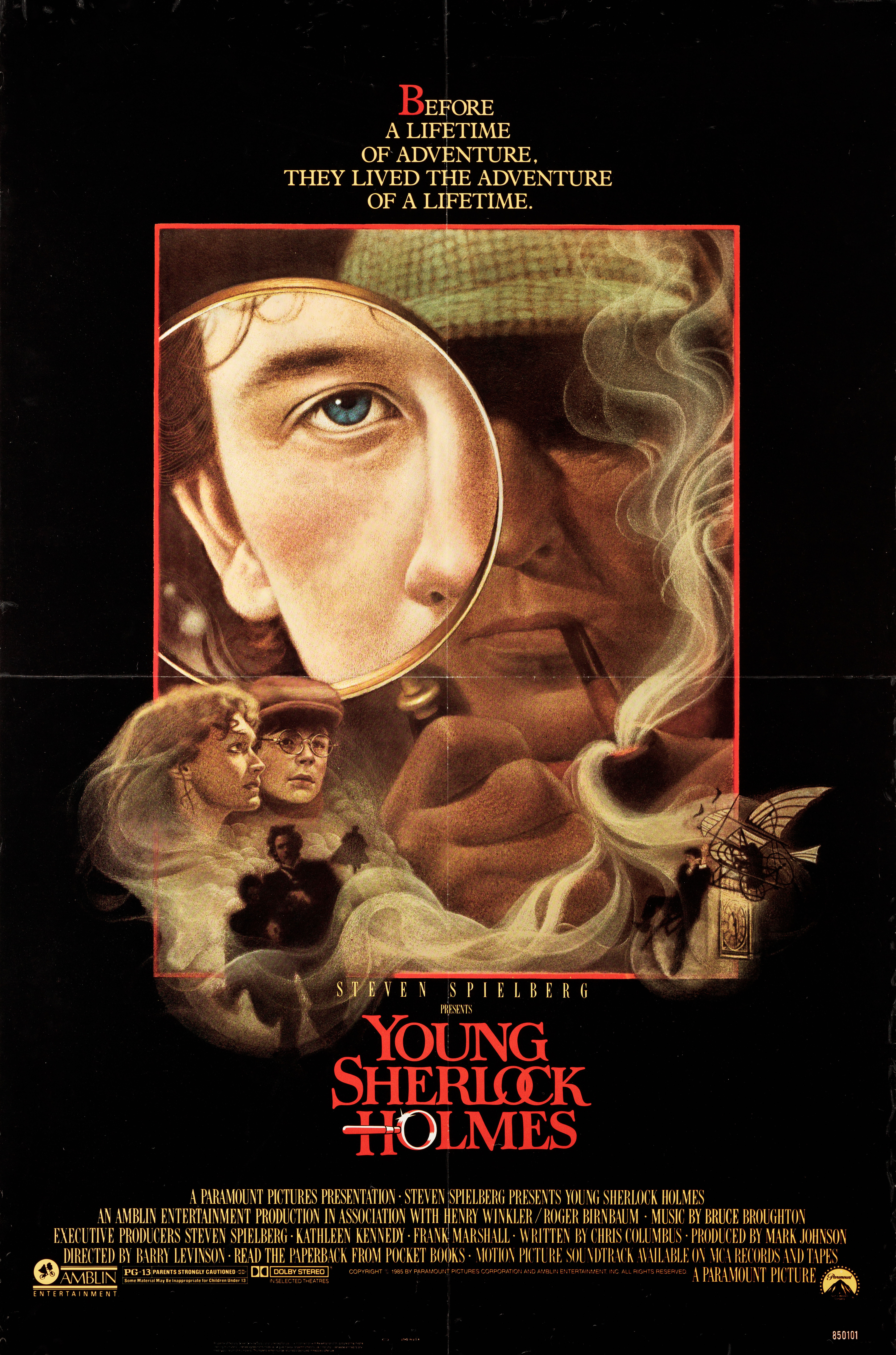 Молодой Шерлок Холмс (Young Sherlock Holmes, 1985), режиссёр Барри Левинсон, американский постер к фильму, 1985 год