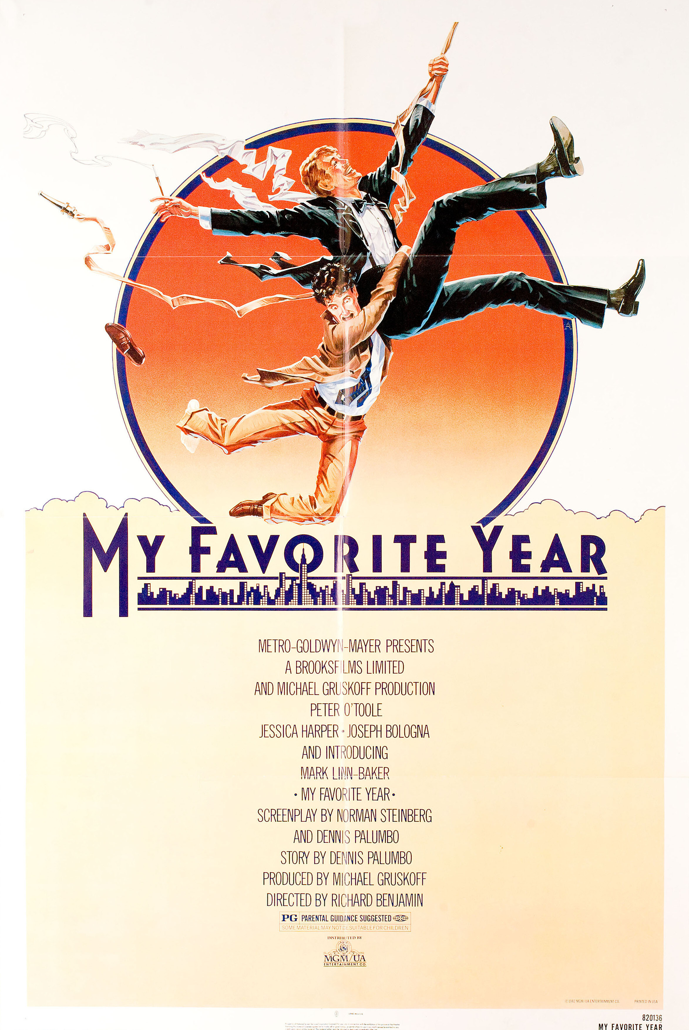 Мой лучший год (My Favorite Year, 1982), режиссёр Ричард Бенджамин, американский постер к фильму, автор Джон Элвин, 1982 год