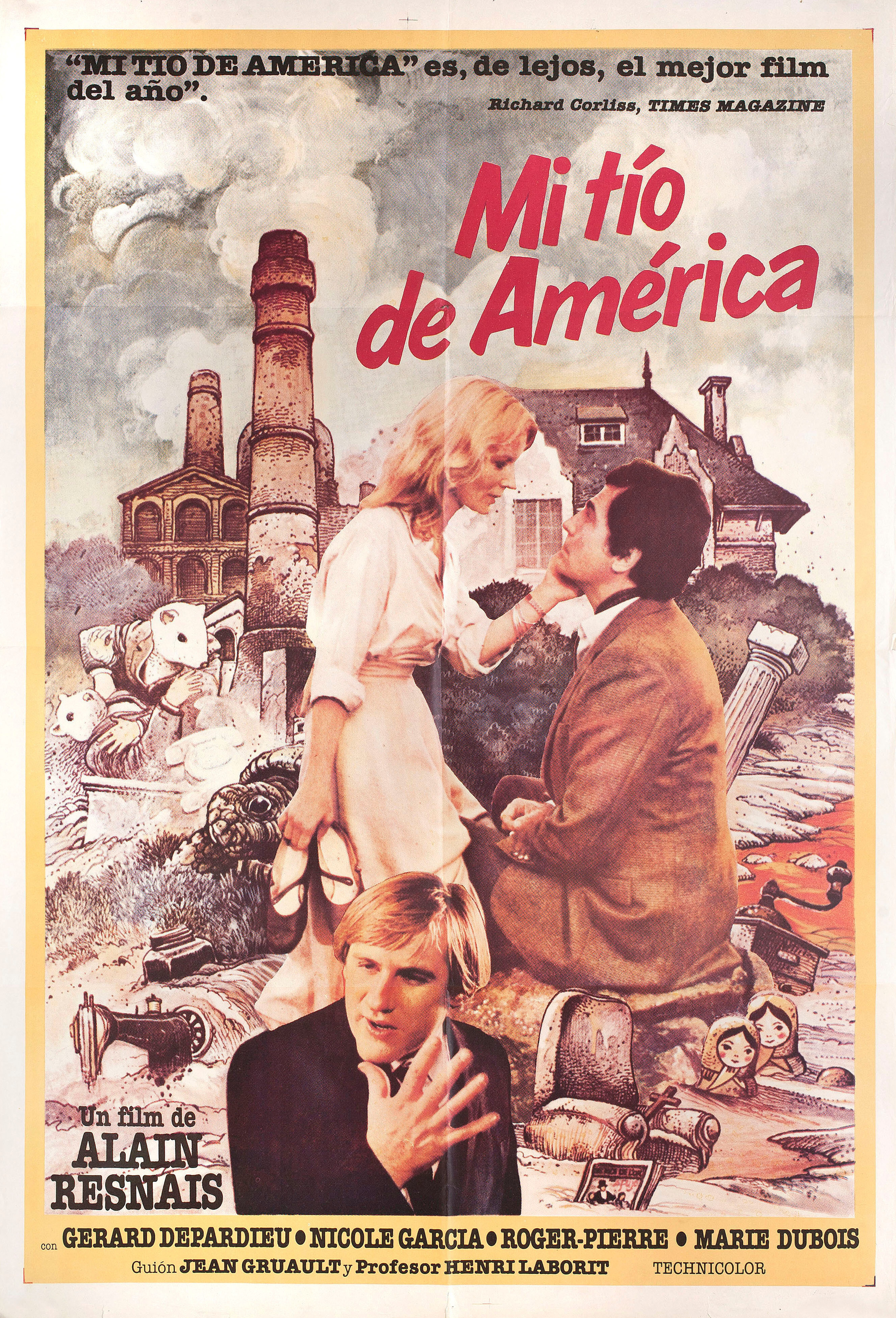 Мой американский дядюшка (Mon oncle d'Amerique, 1980), режиссёр Ален Рене, аргентинский постер к фильму, автор Билал, 1980 год