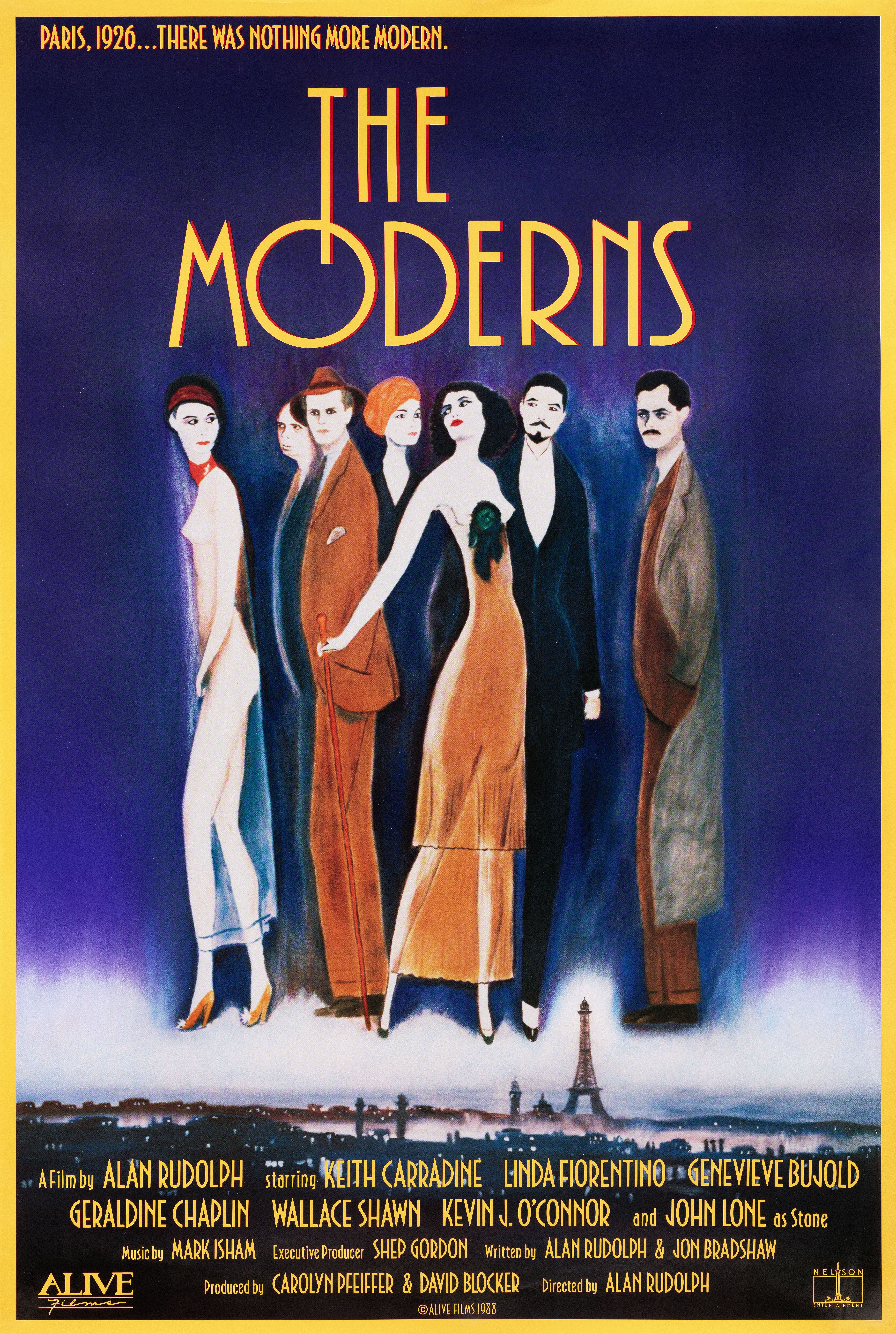 Модернисты (The Moderns, 1988), режиссёр Алан Рудольф, американский постер к фильму, автор Кэррадайн, 1988 год