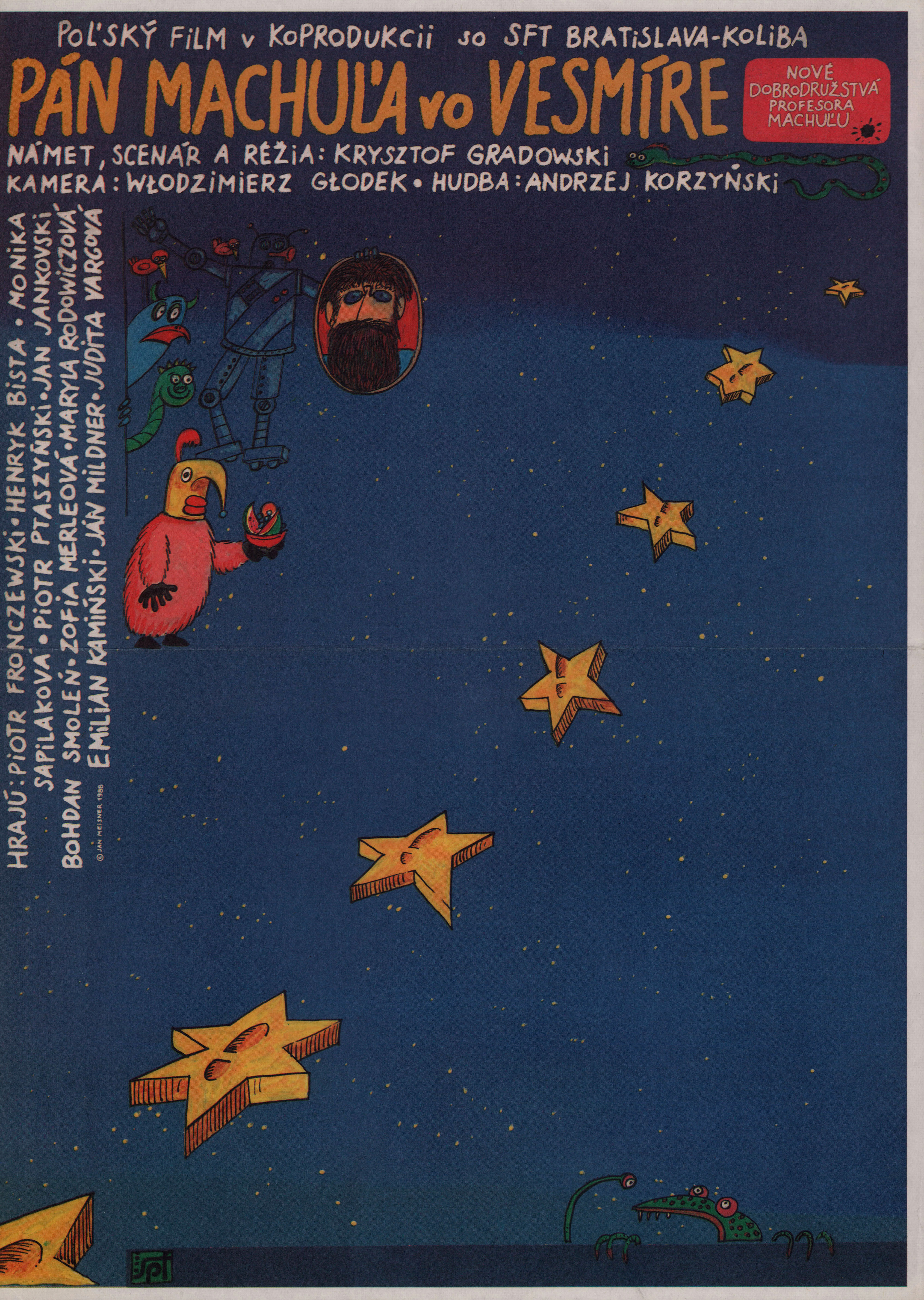 Пан Клякса в Космосе (Mr. Blob in the Universe, 1988), режиссёр Кшиштоф Градовски, словацкий постер к фильму, автор Ян Мейснер, 1988 год