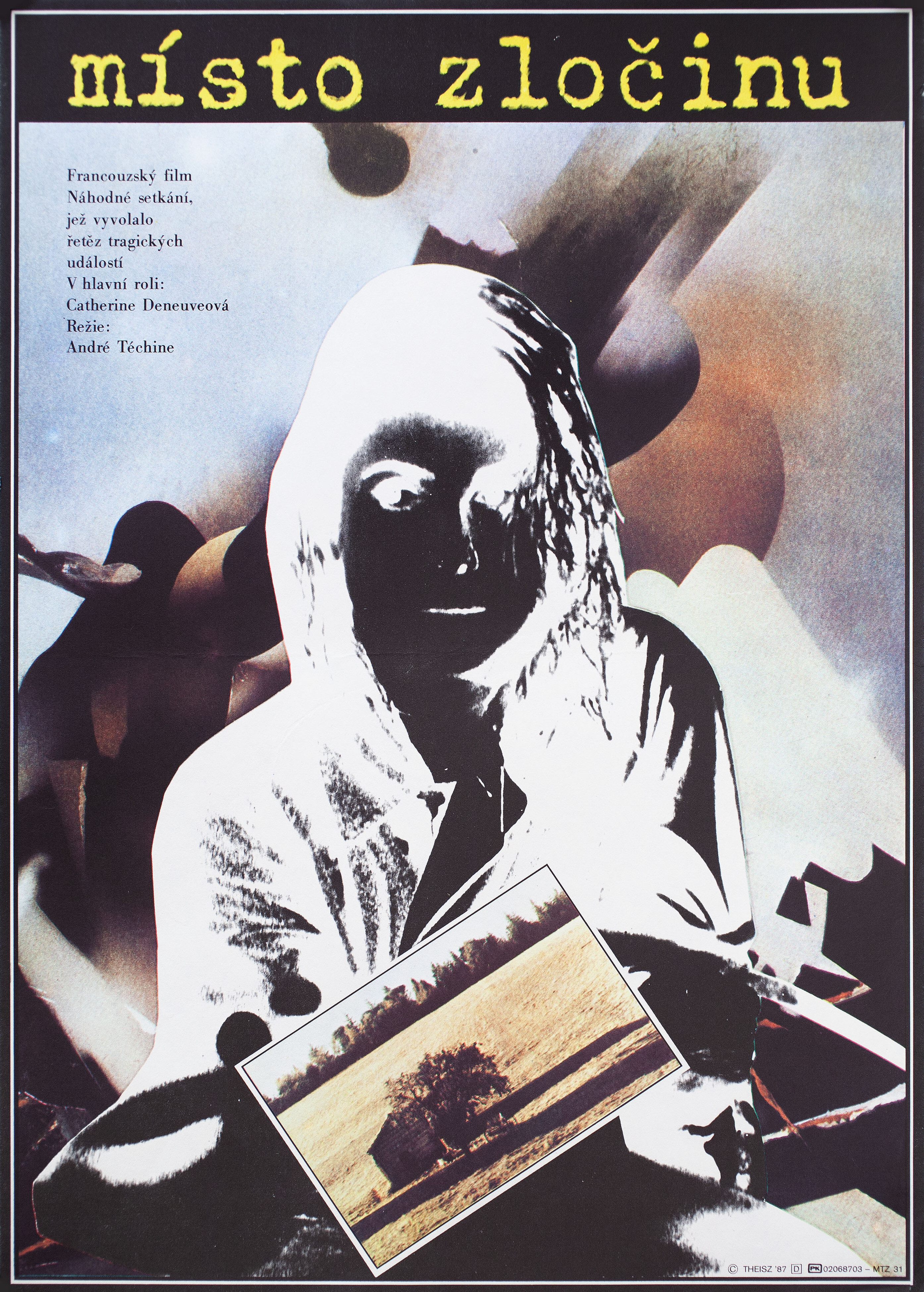 Место преступления (Scene of the Crime, 1986), режиссёр Андре Тешине, чехословацкий постер к фильму, автор Стефан Тайс, 1987 год