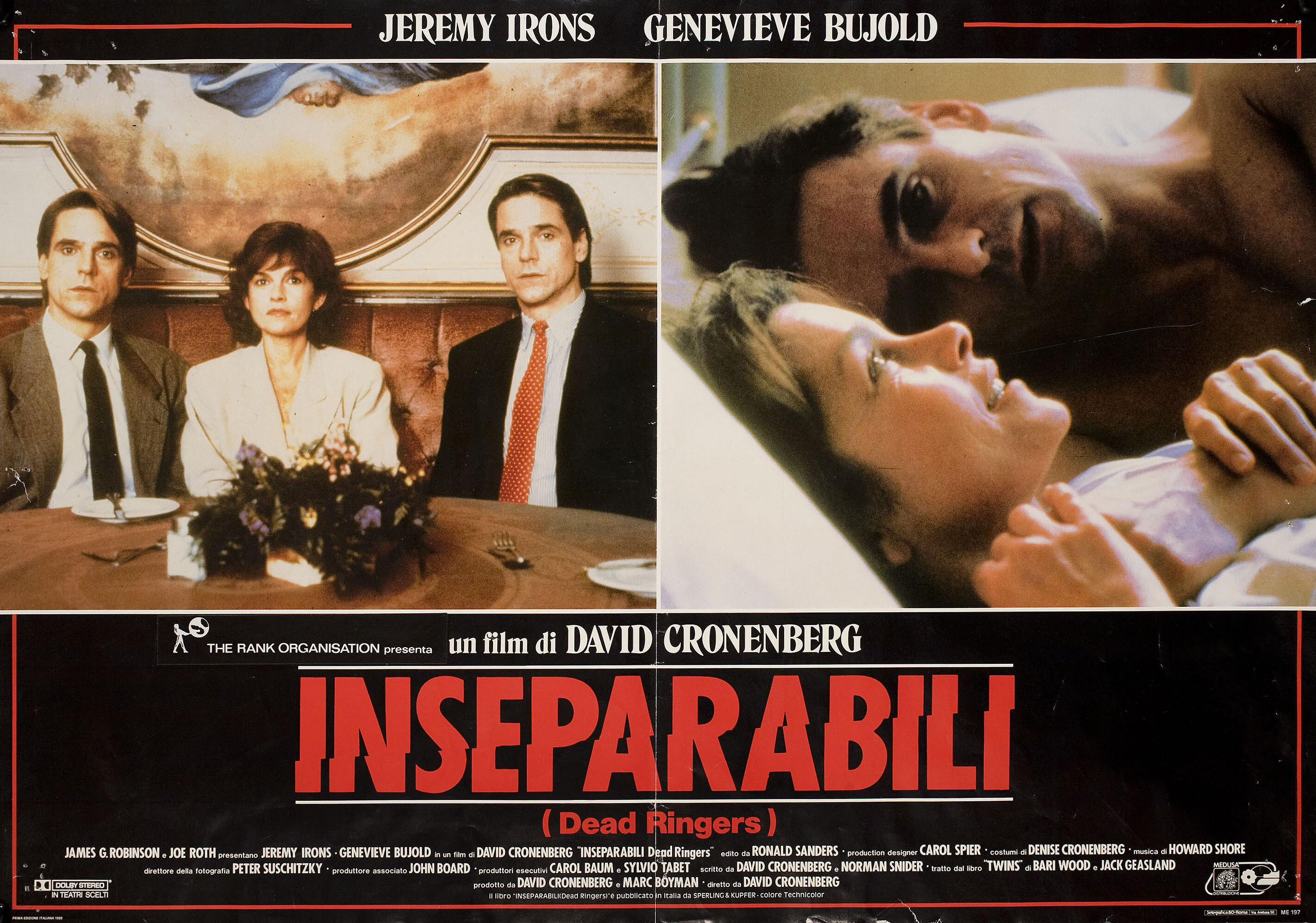 Связанные насмерть (Dead Ringers, 1988), режиссёр Дэвид Кроненберг, итальянский постер к фильму, 1988 год