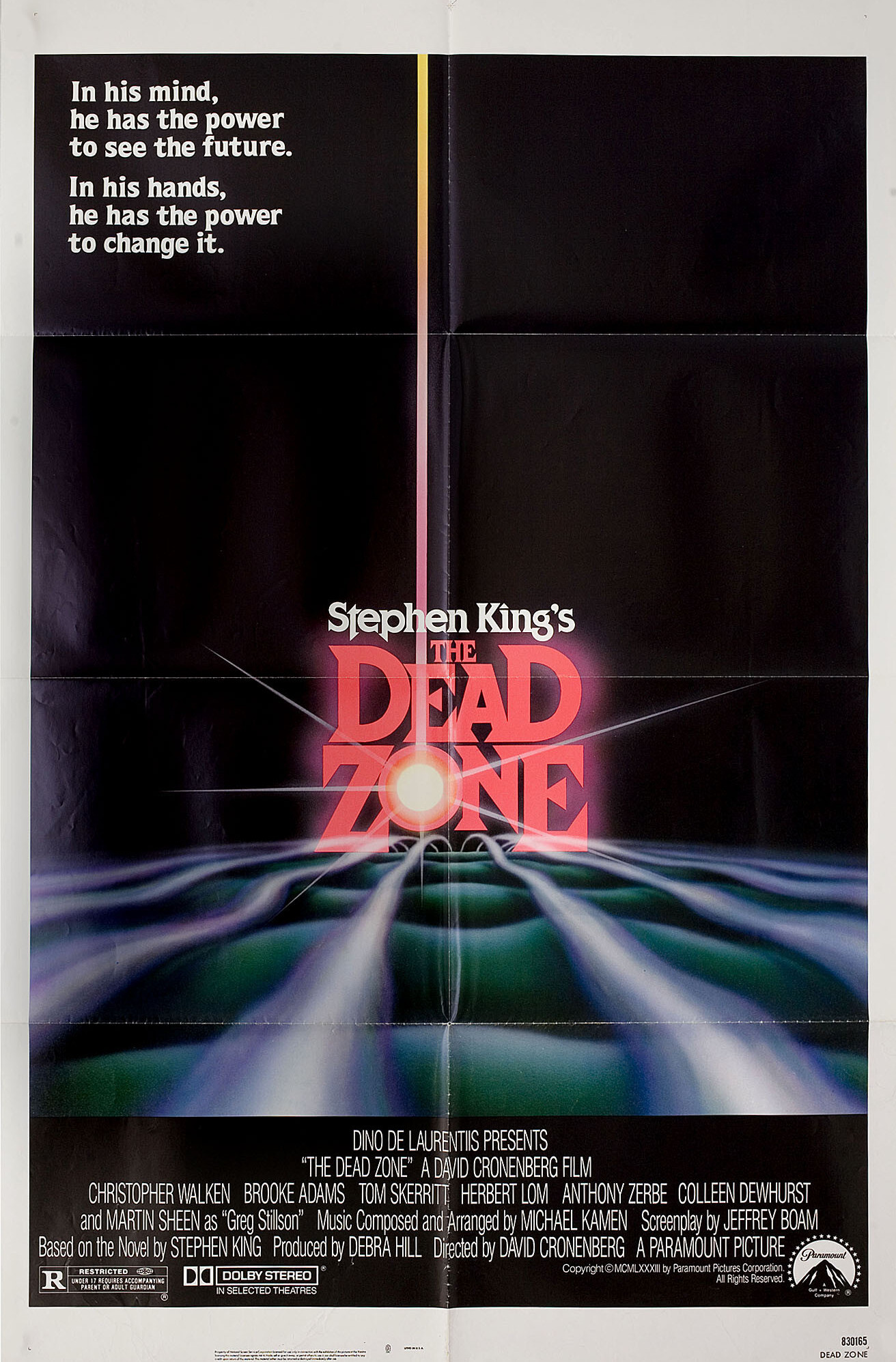 Мертвая зона (The Dead Zone, 1983), режиссёр Дэвид Кроненберг, американский постер к фильму, 1983 год