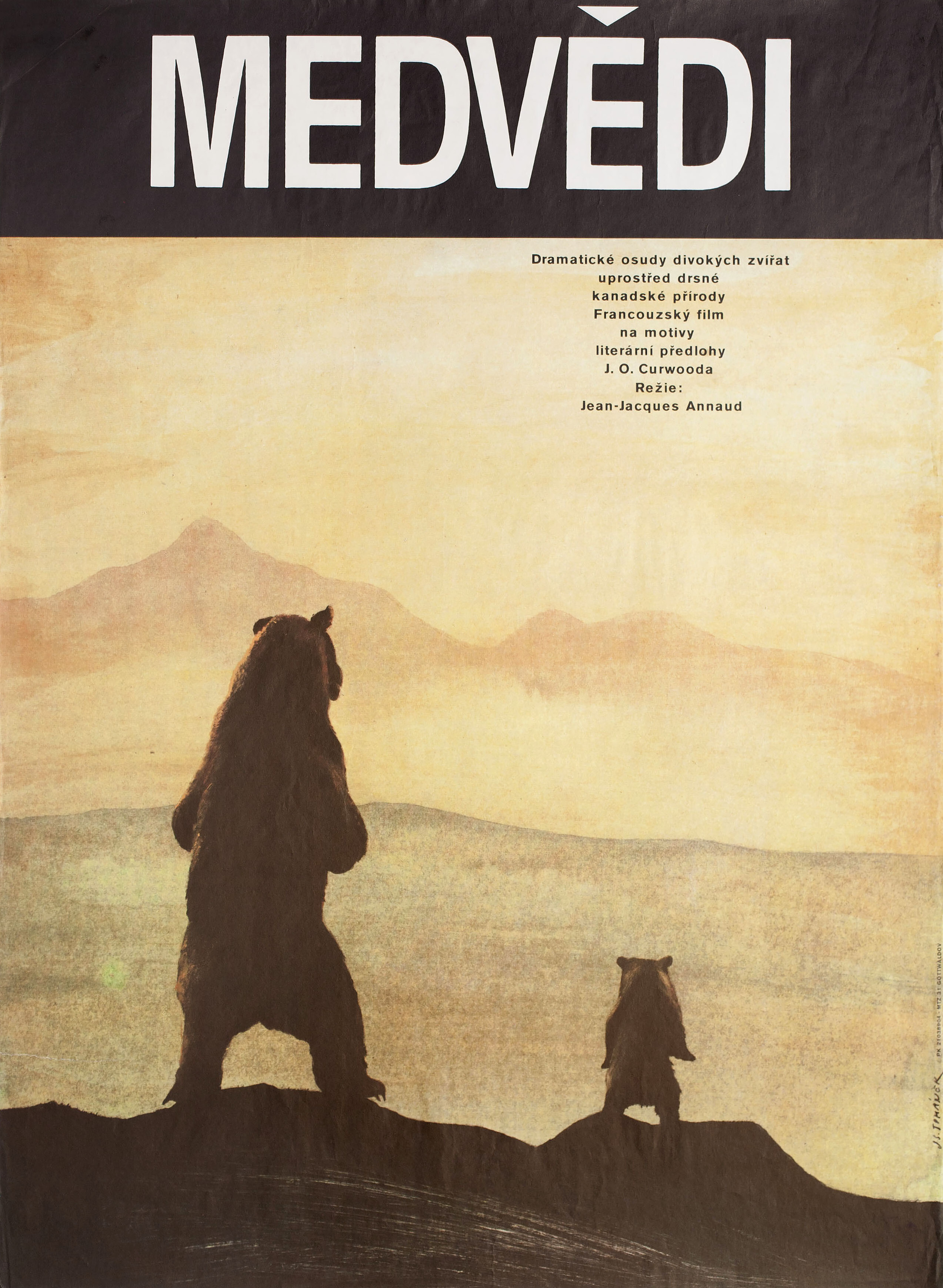 Медведь (The Bear, 1988), режиссёр Жан-Жак Анно, чехословацкий постер к фильму, автор Ян С. Томанек, 1989 год