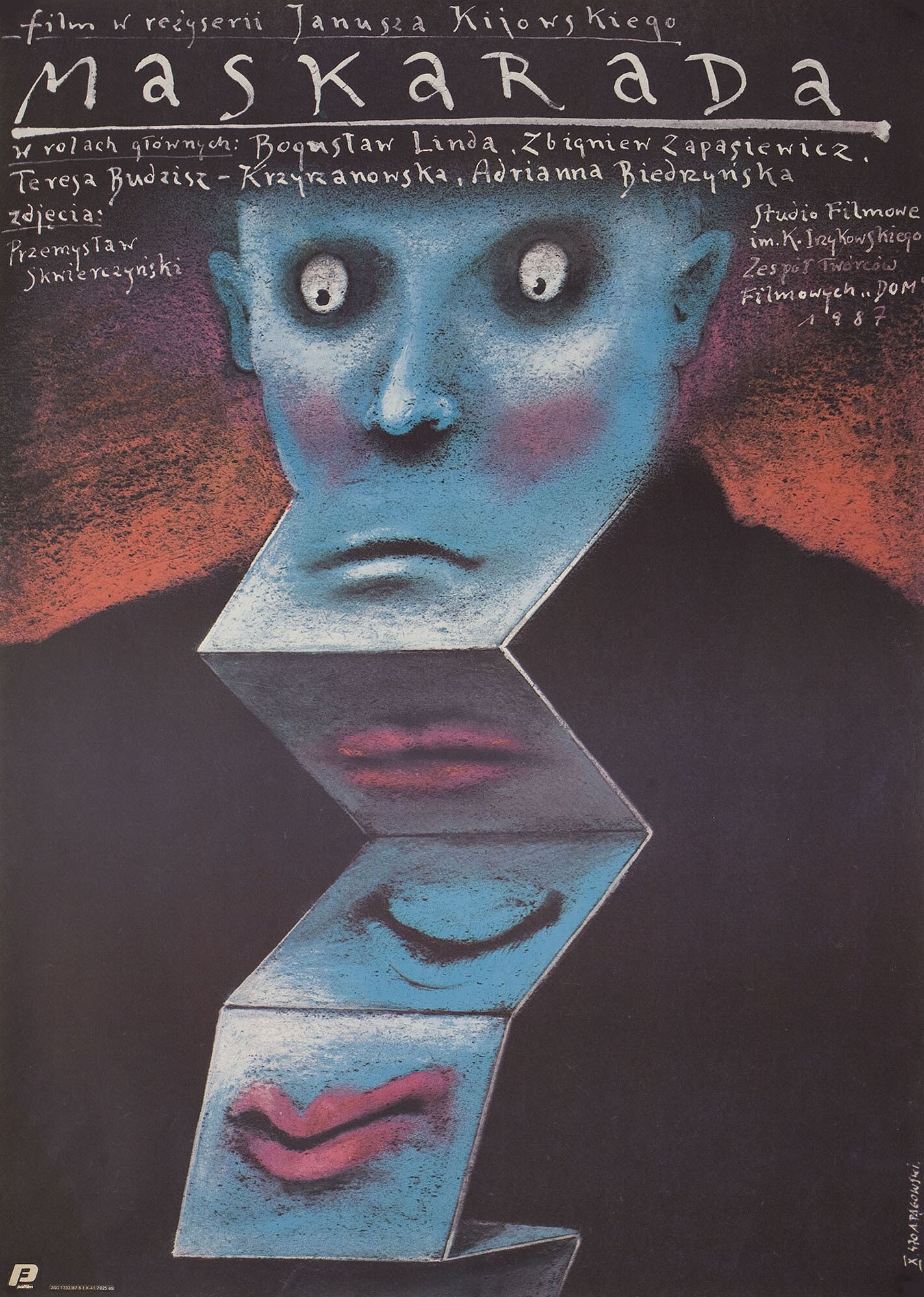 Маскарад (Masquerade, 1987), режиссёр Януш Киёвский, польский постер к фильму, автор Анджей Паговский, 1987 год