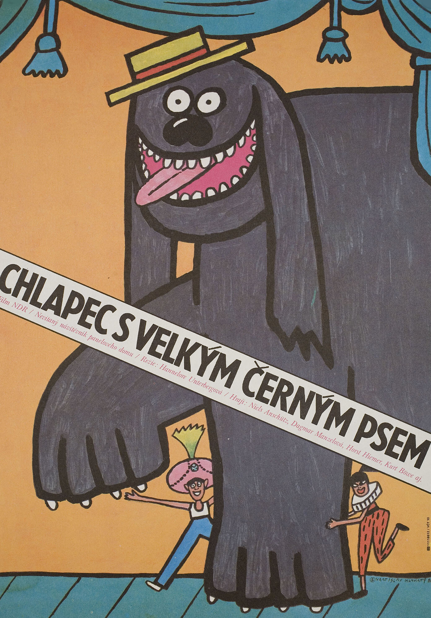 Мальчик с большой черной собакой (The Boy with the Big Black Dog, 1986), режиссёр Ханнелора Унтерберг, чехословацкий постер к фильму, автор Вратислав Главатый, 1986 год