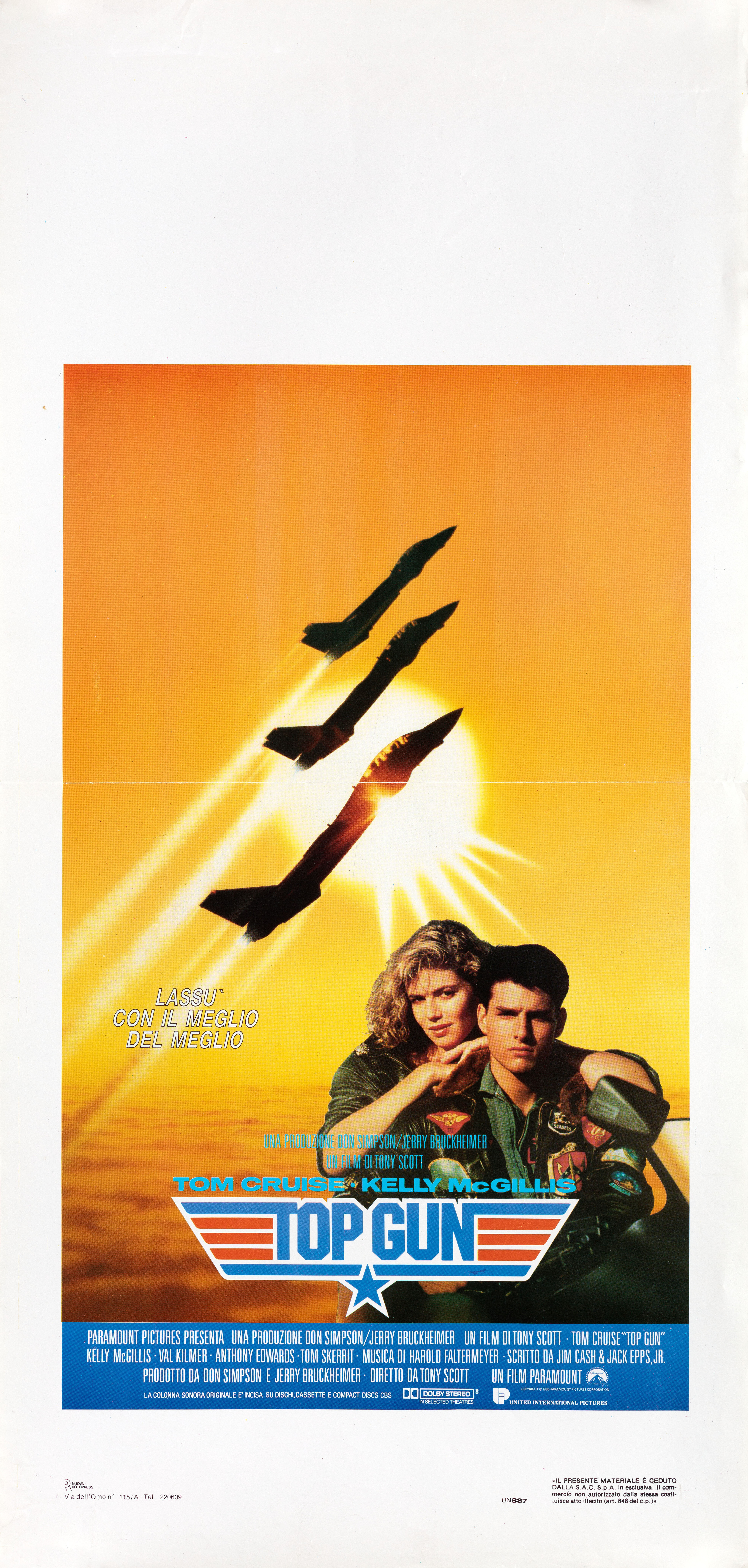 Лучший стрелок (Top Gun, 1986), режиссёр Тони Скотт, итальянский постер к фильму, 1987 год