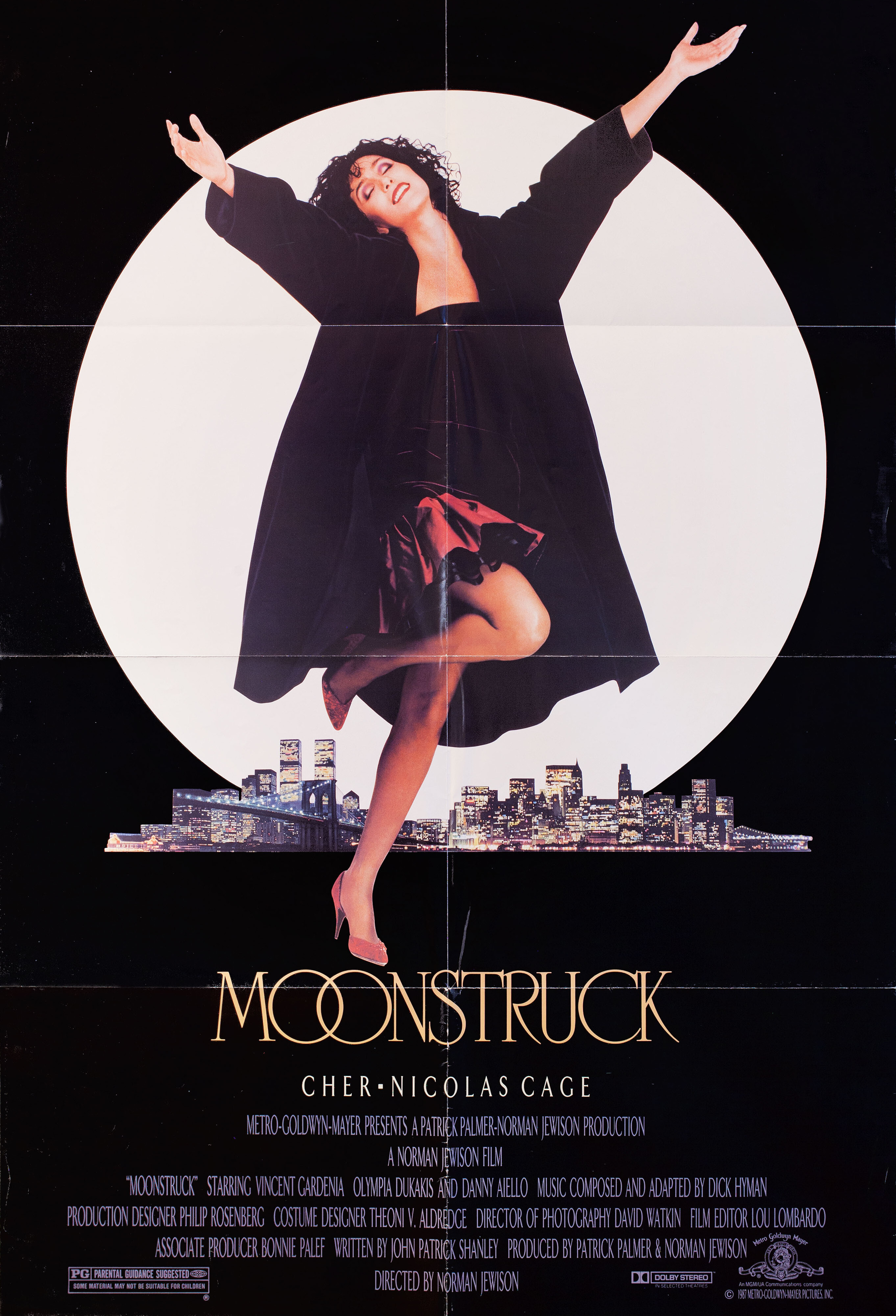 Во власти Луны (Moonstruck, 1987), режиссёр Норман Джуисон, американский постер к фильму, 1987 год