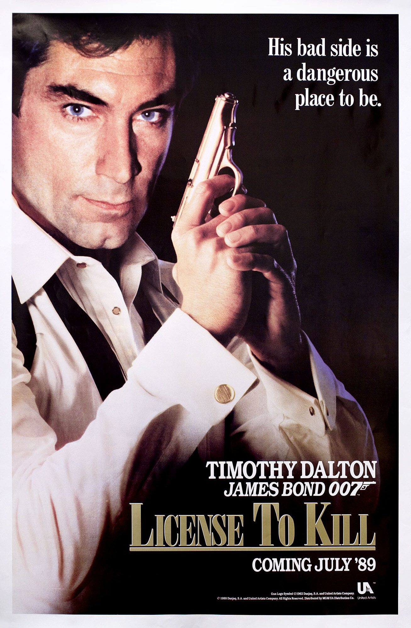 Лицензия на убийство (Licence to Kill, 1989), режиссёр Джон Глен, американский постер к фильму, 1989 год