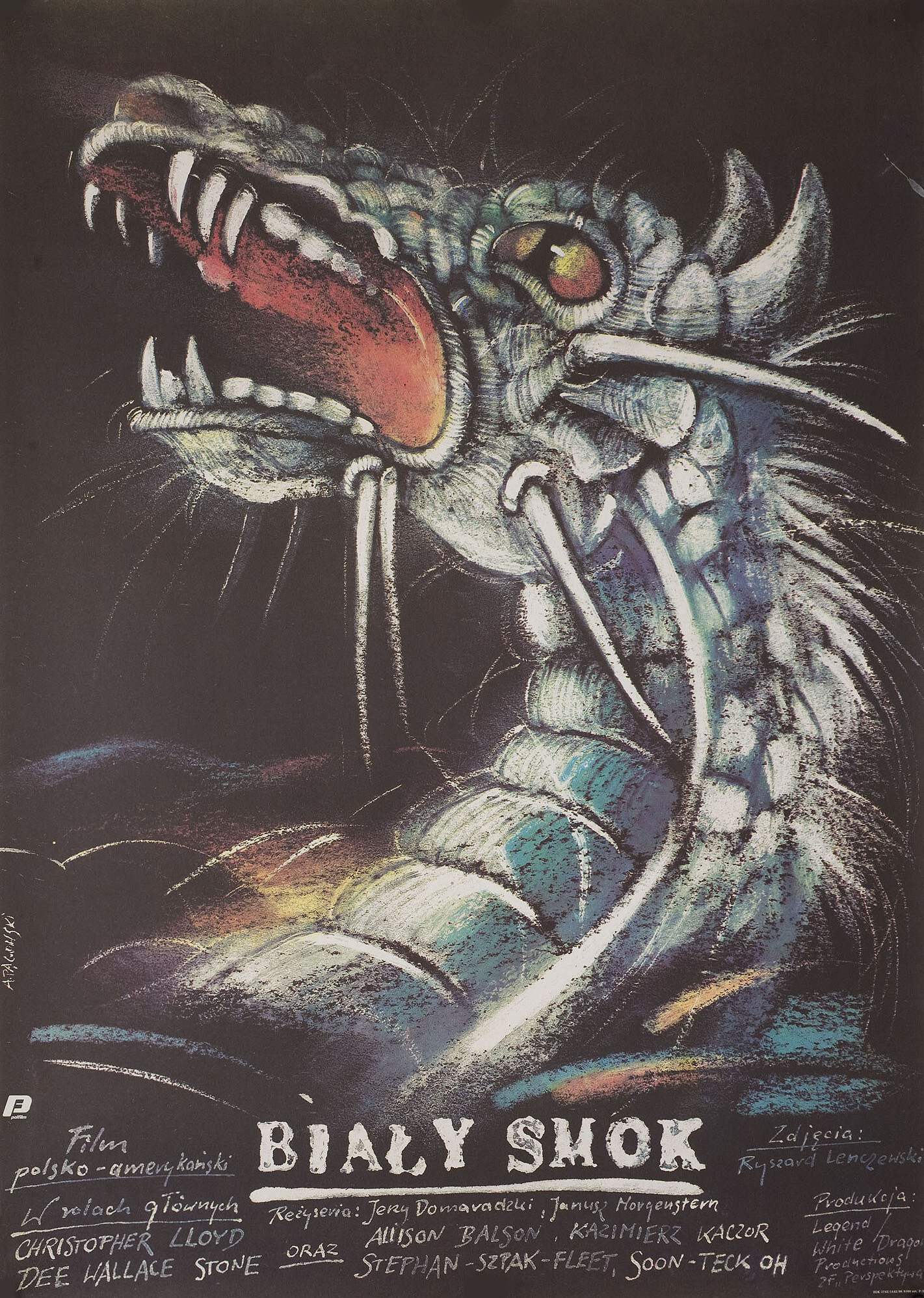 Легенда о белом драконе (Legend of the White Horse, 1987), режиссёр Ежи Домарадский, польский постер к фильму, автор Анджей Паговский, 1987 год