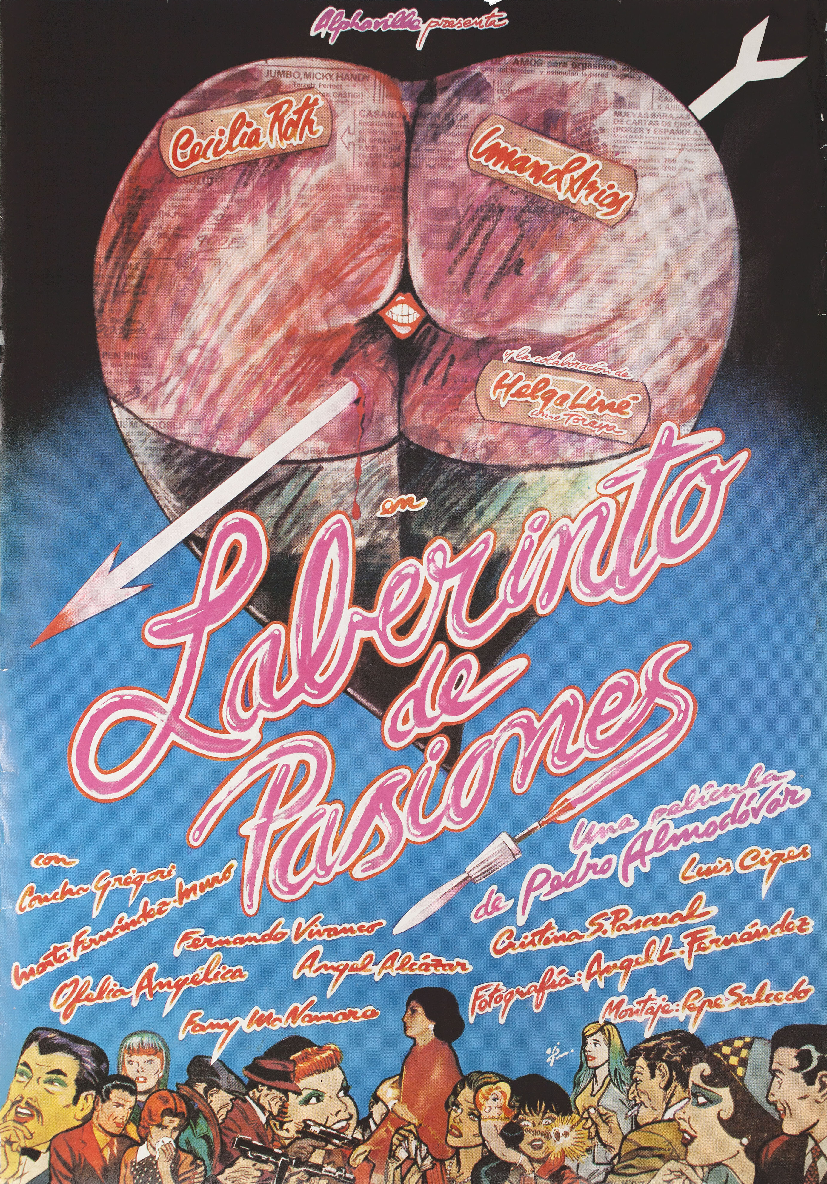 Лабиринт страстей (Labyrinth of Passion, 1982), режиссёр Педро Альмодовар, испанский постер к фильму, автор Иван Зулуэта, 1982 год
