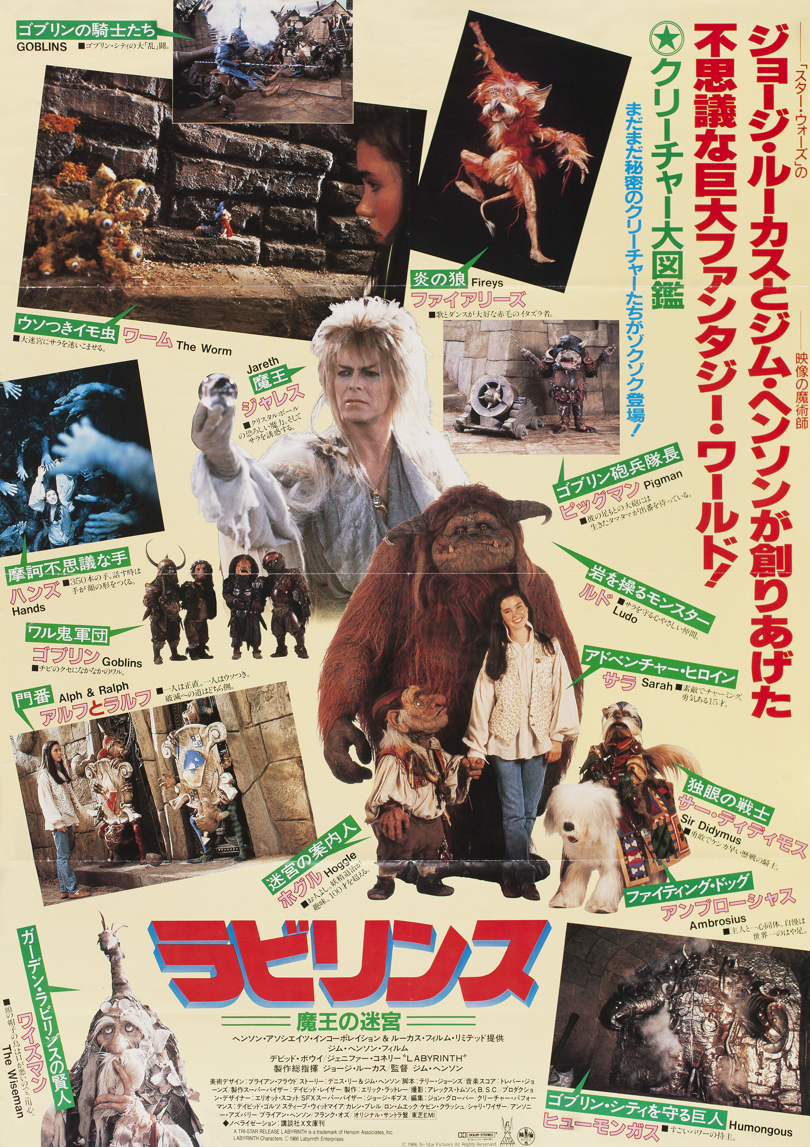 Лабиринт (Labyrinth, 1986), режиссёр Джим Хенсон, японский постер к фильму, 1986 год (3)
