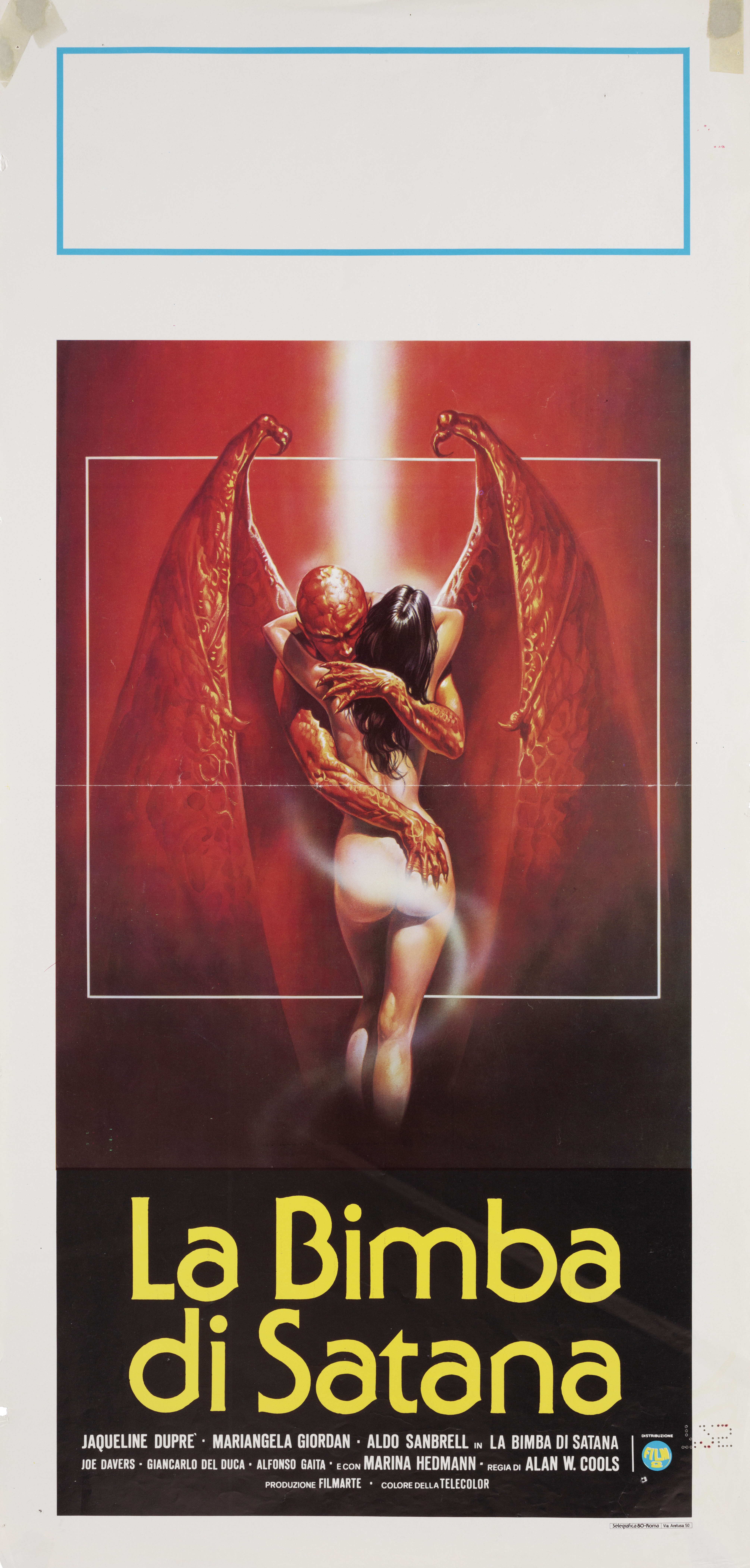 Девушка для сатаны (Satans Baby Doll, 1982), режиссёр Марио Бьянки, итальянский постер к фильму, 1982 год