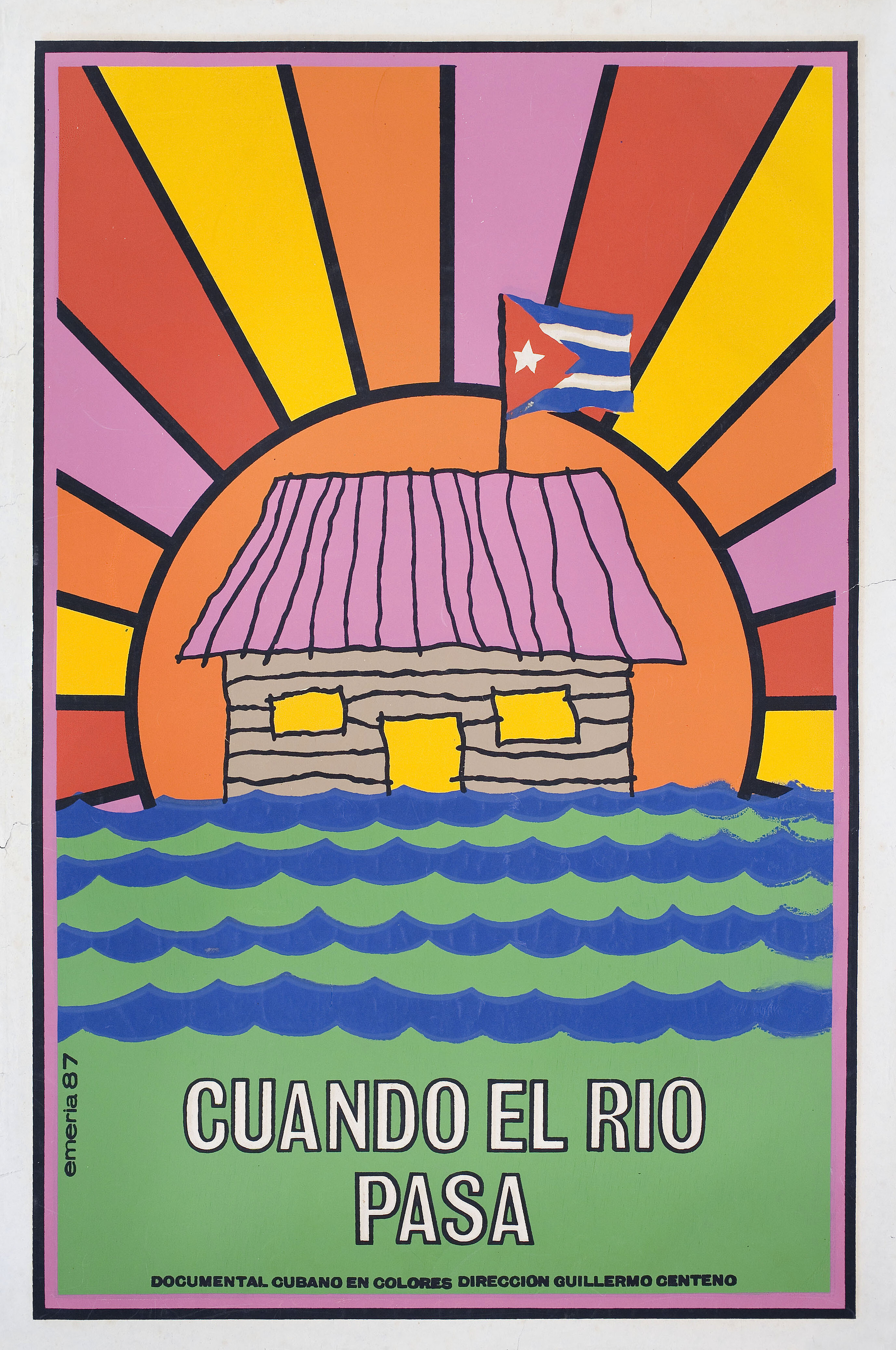 Cuando El Rio Pasa, кубинский постер, автор Эмерия, 1987 год