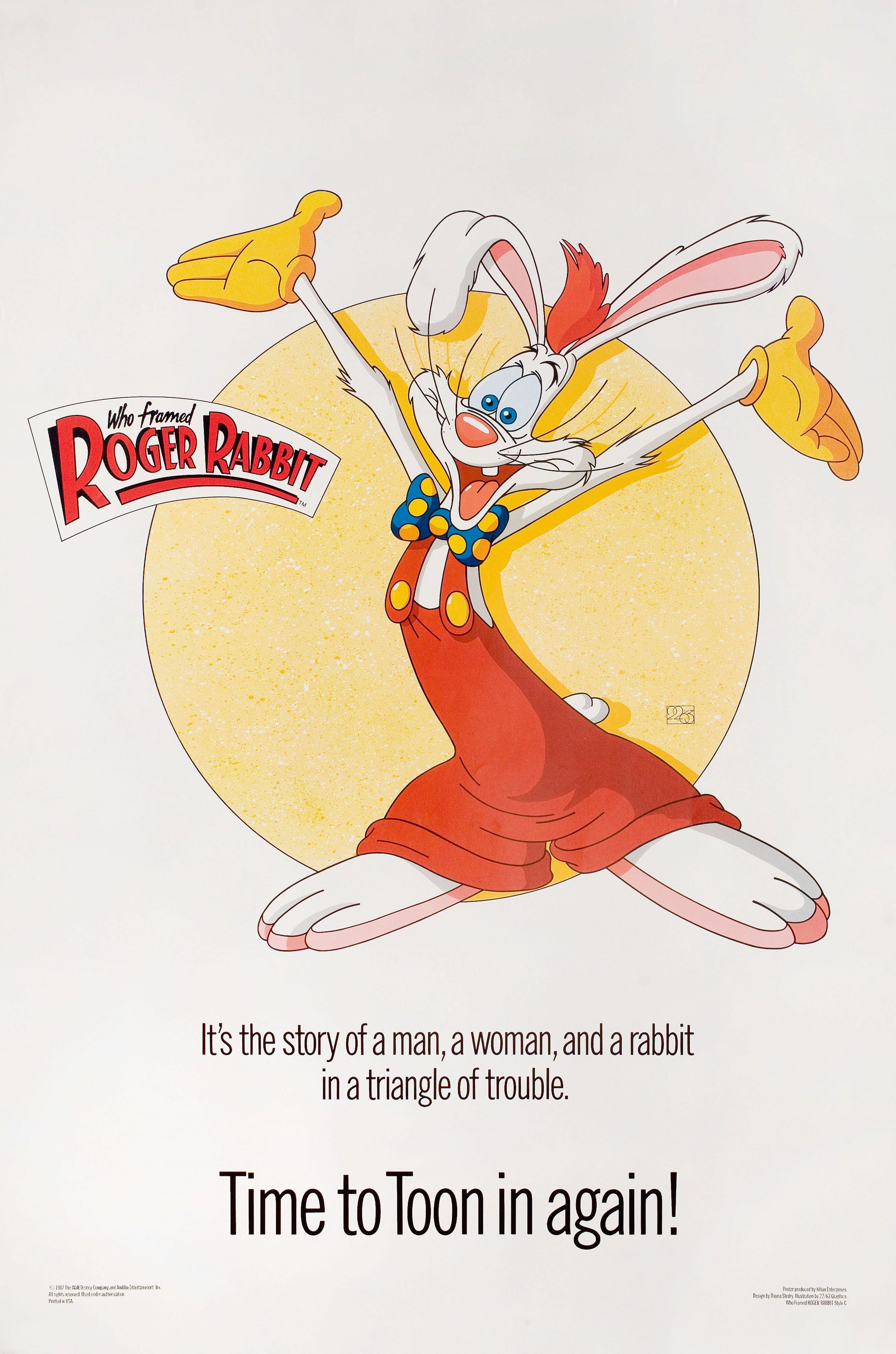 Кто подставил кролика Роджера (Who Framed Roger Rabbit, 1988), режиссёр Роберт Земекис, американский постер к фильму, автор Дайна Стедри, 1988 год