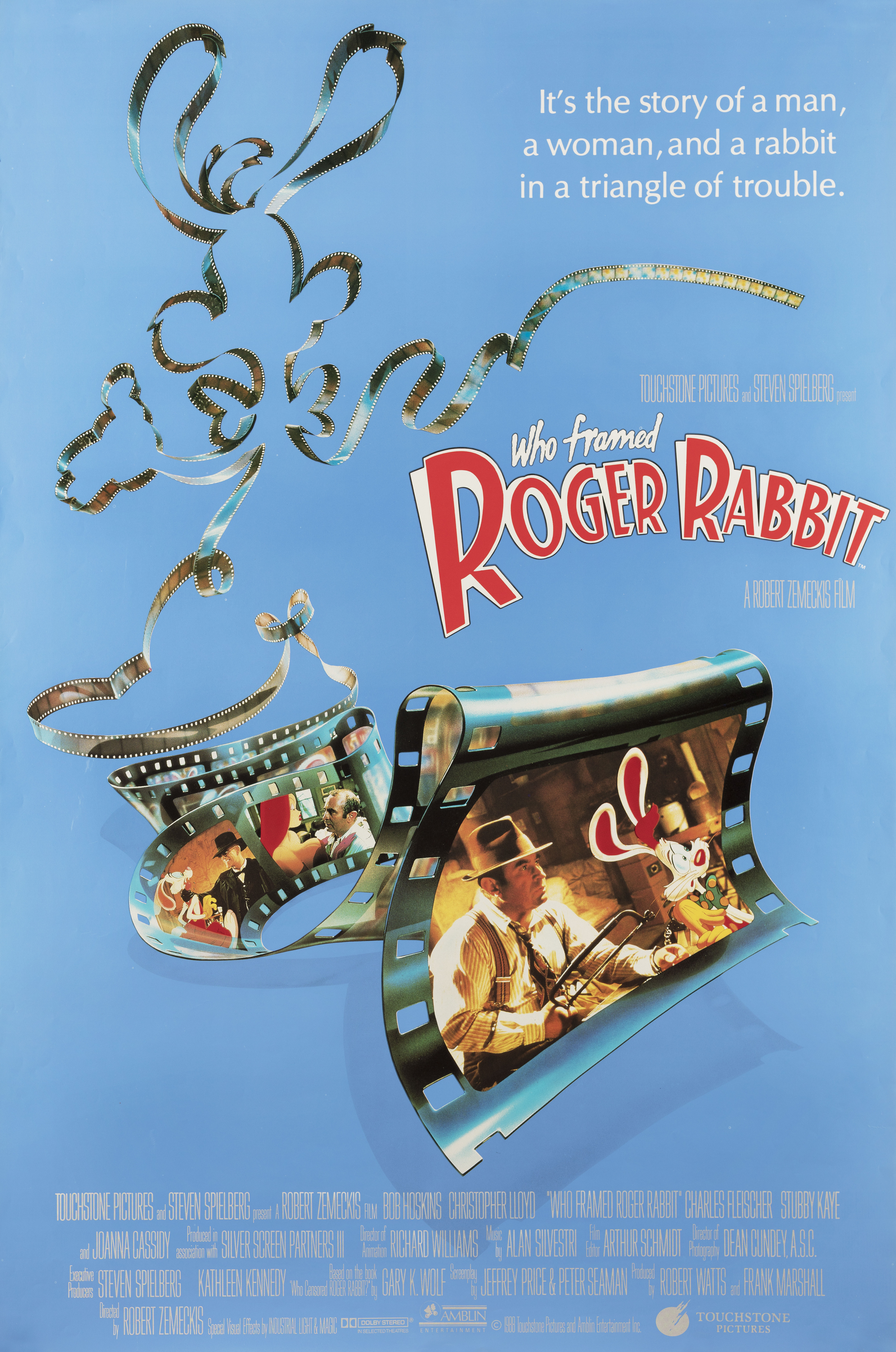 Кто подставил кролика Роджера (Who Framed Roger Rabbit, 1988), режиссёр Роберт Земекис, американский постер к фильму, 1988 год