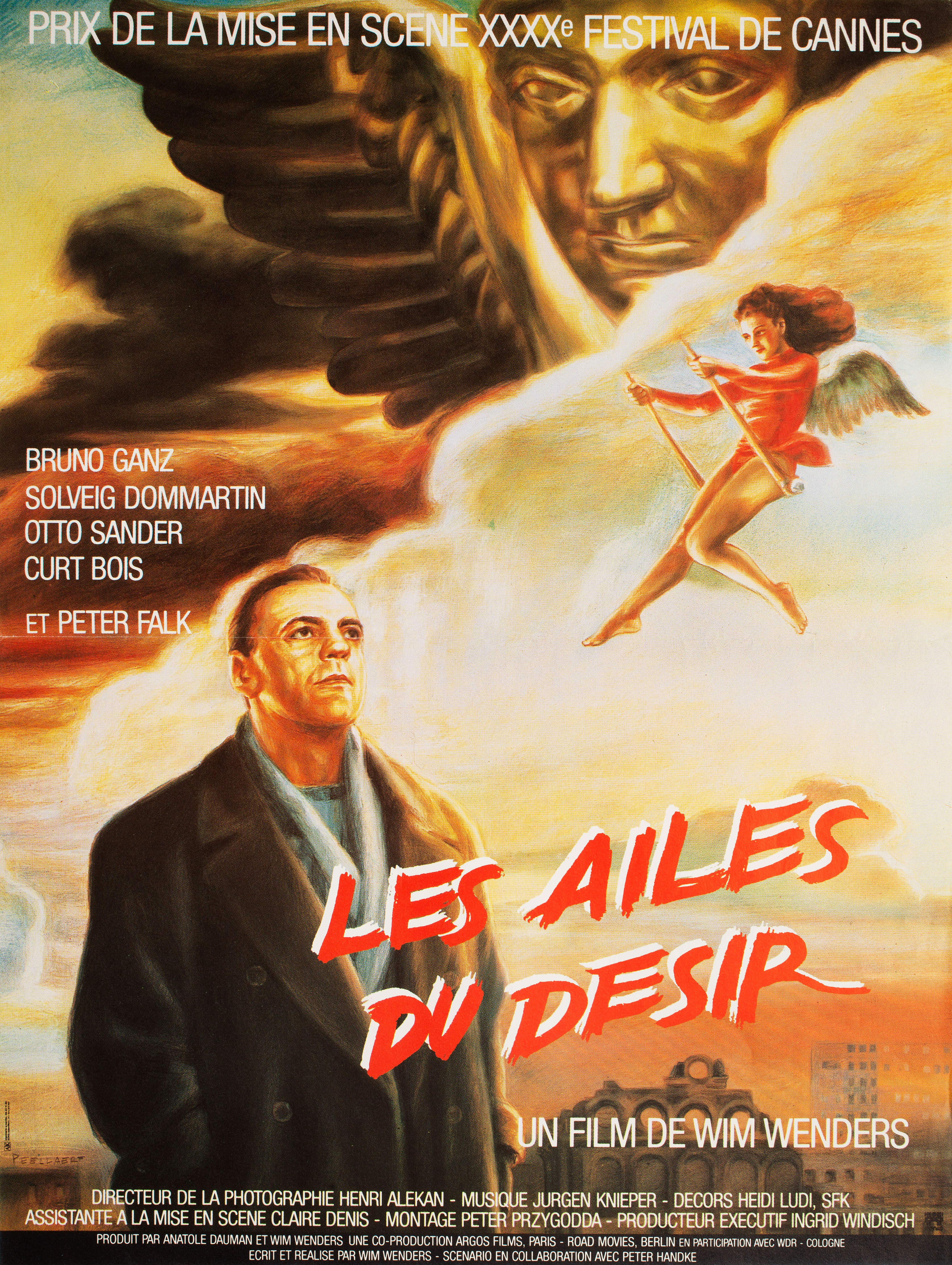 Небо над Берлином (Wings of Desire, 1987), режиссёр Вим Вендерс, французский постер к фильму, автор Гай Пилларт, 1988 год (1)