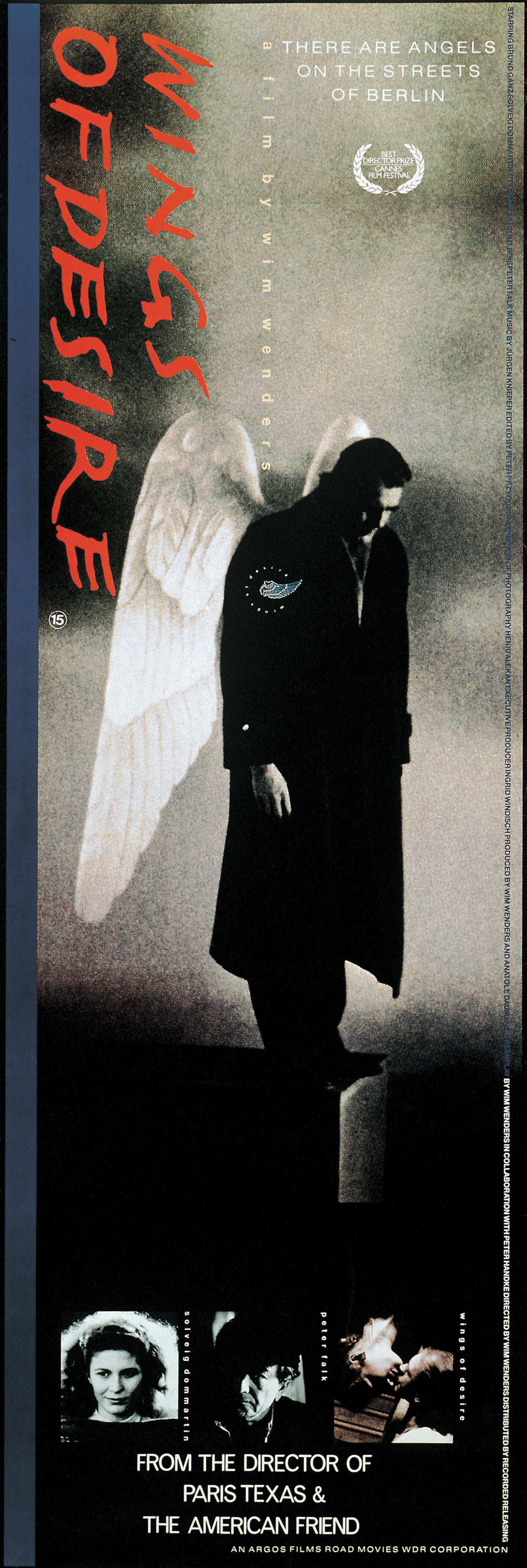 Небо над Берлином (Wings of Desire, 1987), режиссёр Вим Вендерс, британский постер к фильму, 1988 год