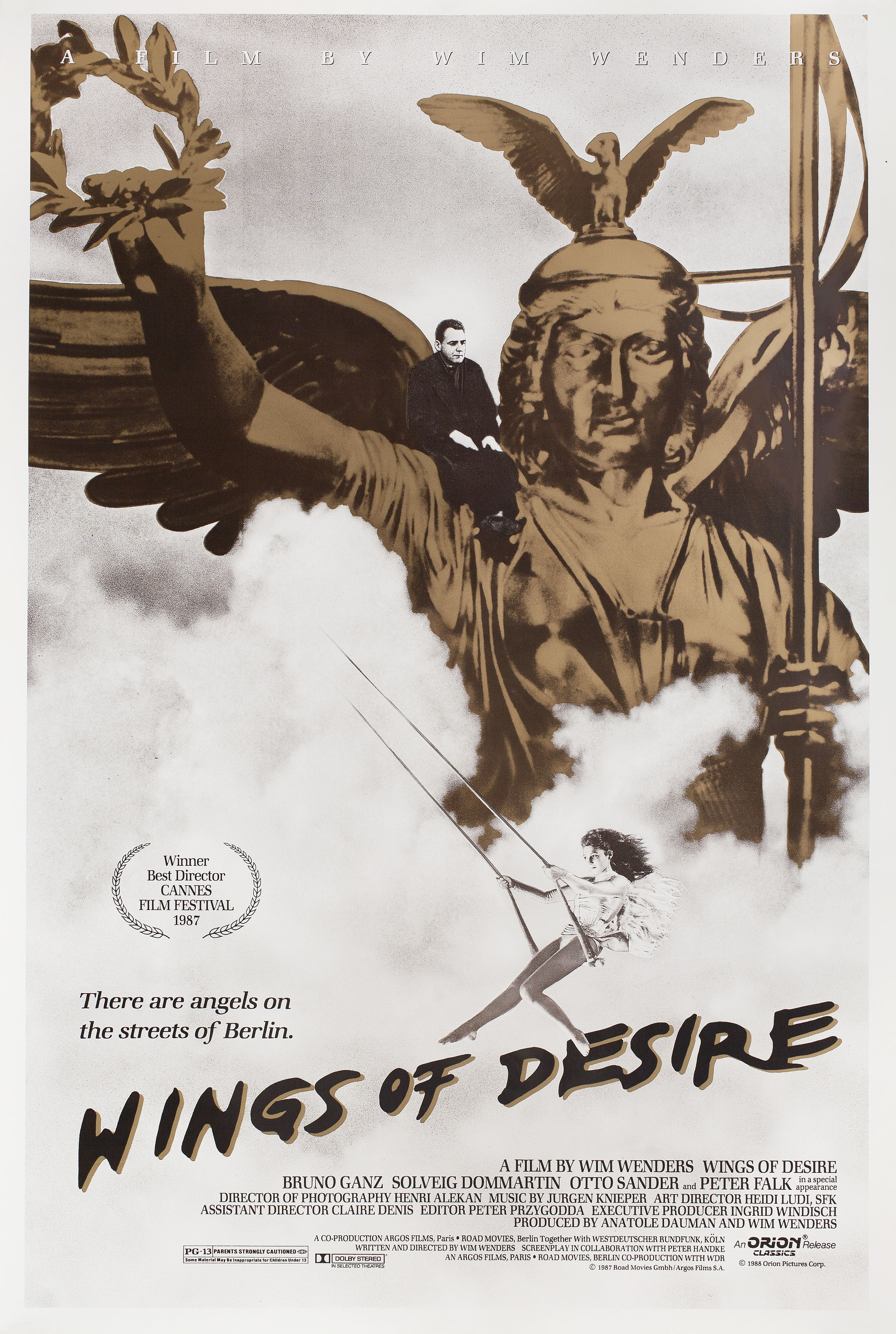 Небо над Берлином (Wings of Desire, 1987), режиссёр Вим Вендерс, американский постер к фильму, 1988 год