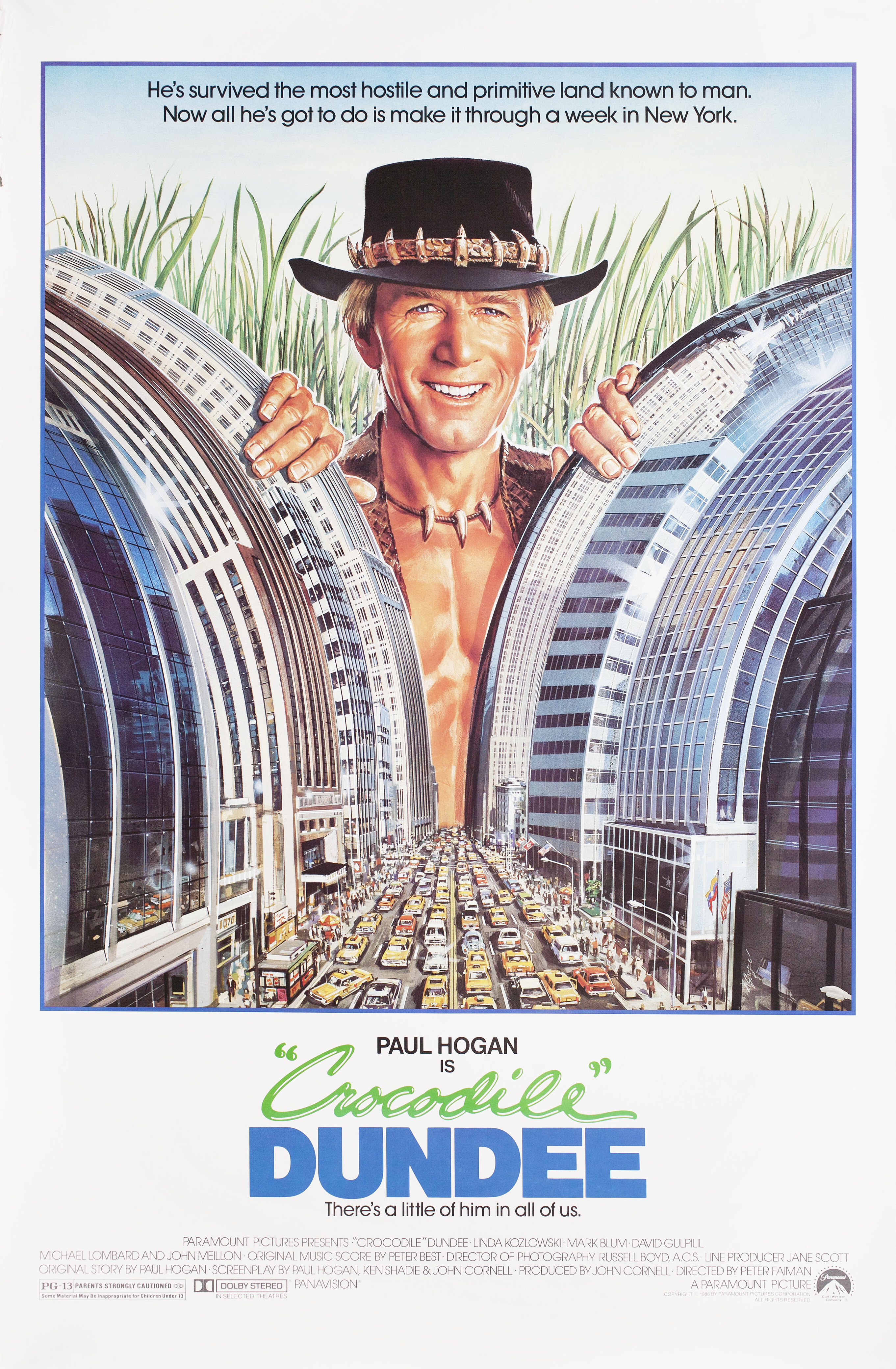 Крокодил Данди (Crocodile Dundee, 1986), режиссёр Питер Фэйман, американский постер к фильму, 1986 год