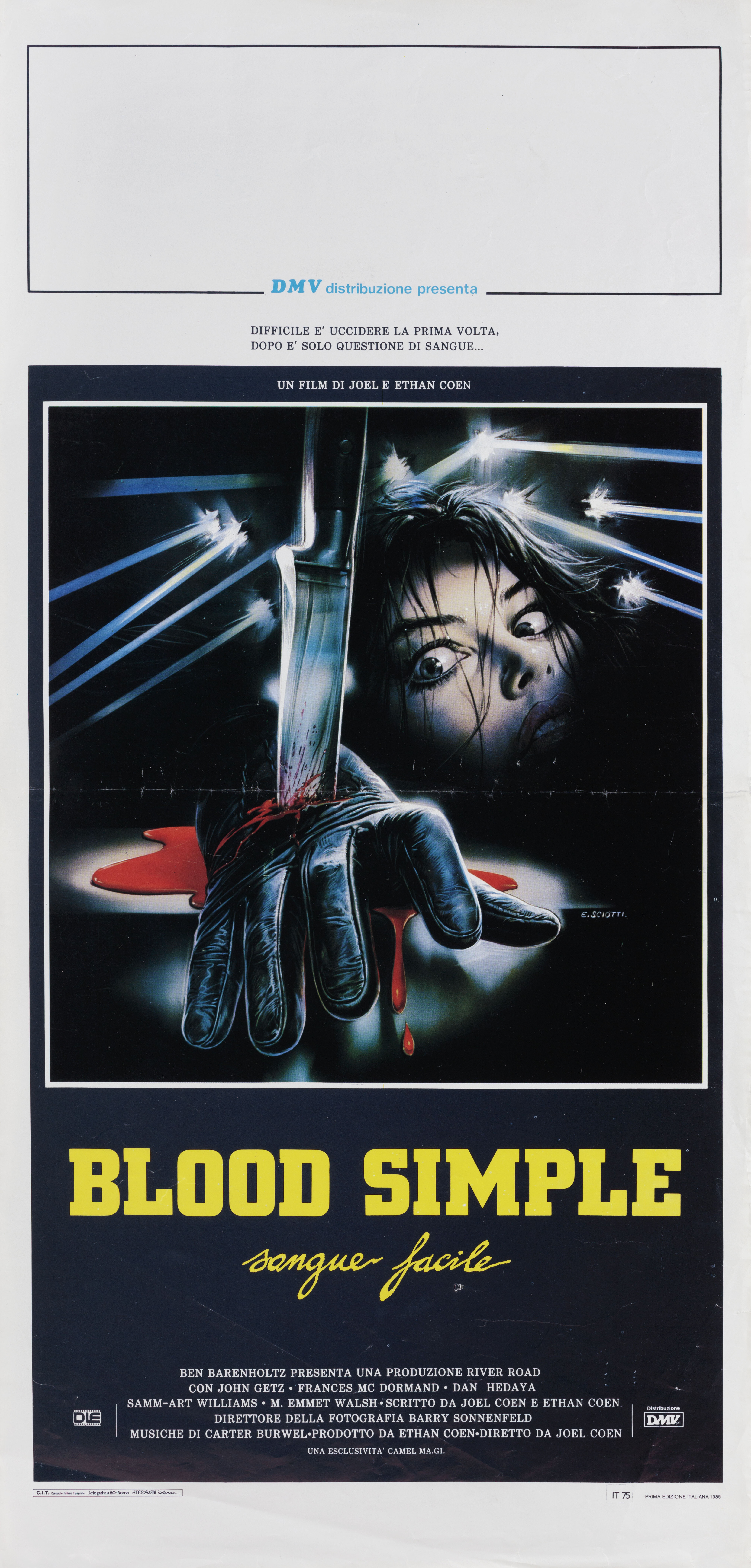 Просто кровь (Blood Simple, 1984), режиссёры братья Коэн, итальянский постер к фильму, автор Энцо Скиотти, 1985 год