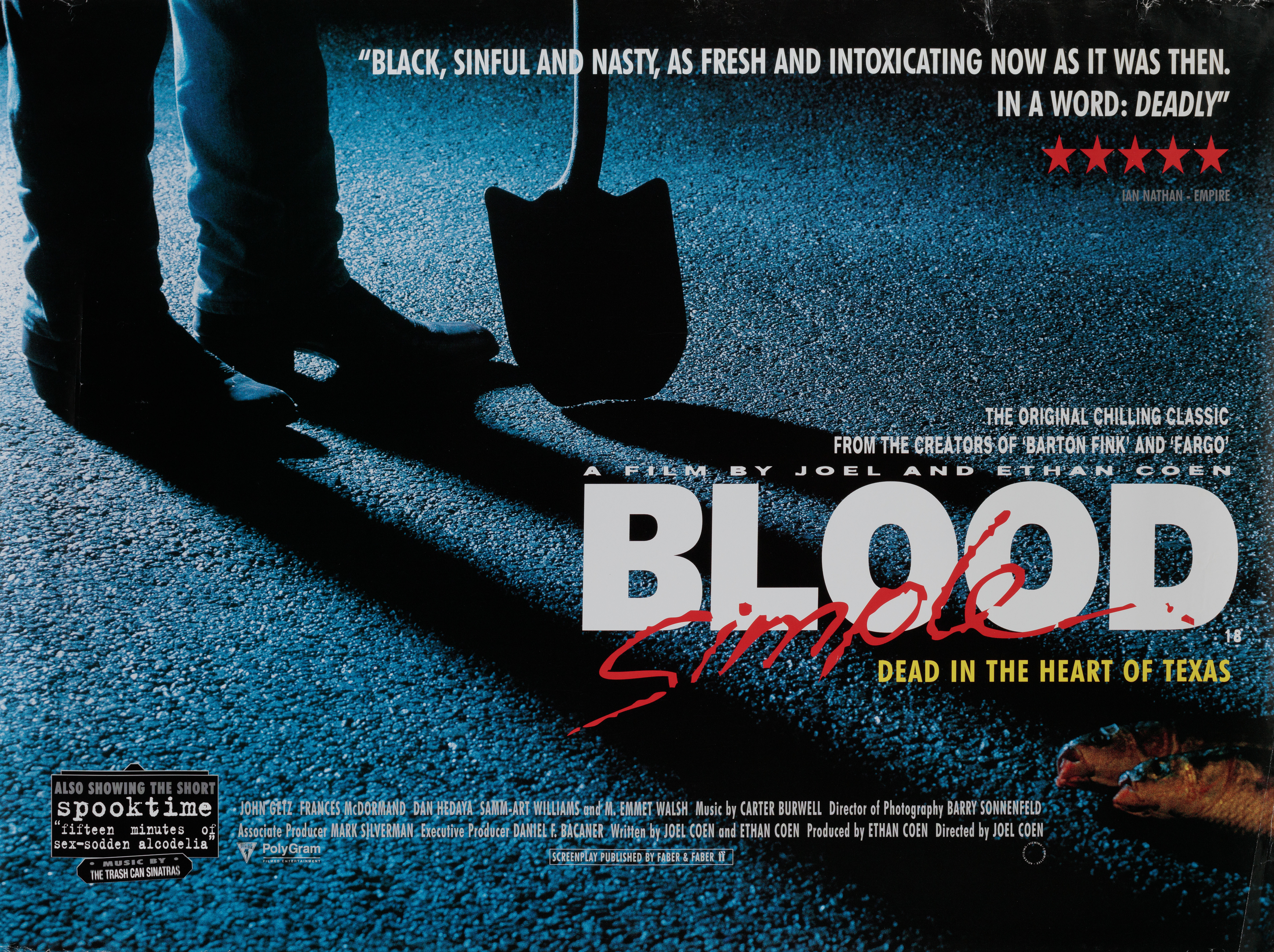 Просто кровь (Blood Simple, 1984), режиссёры братья Коэн, британский постер к фильму, 1990 год