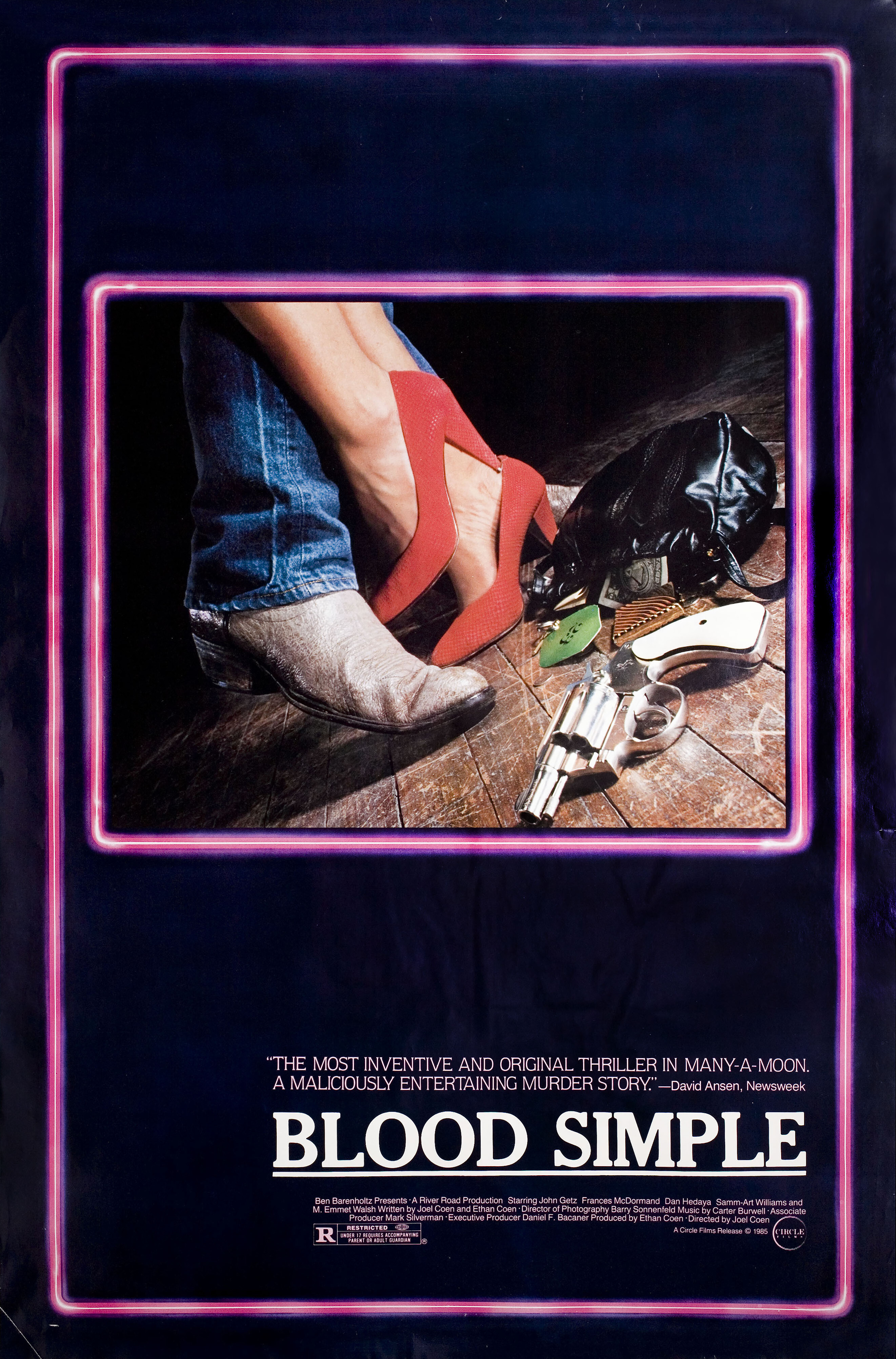 Просто кровь (Blood Simple, 1984), режиссёры братья Коэн, американский постер к фильму, 1985 год