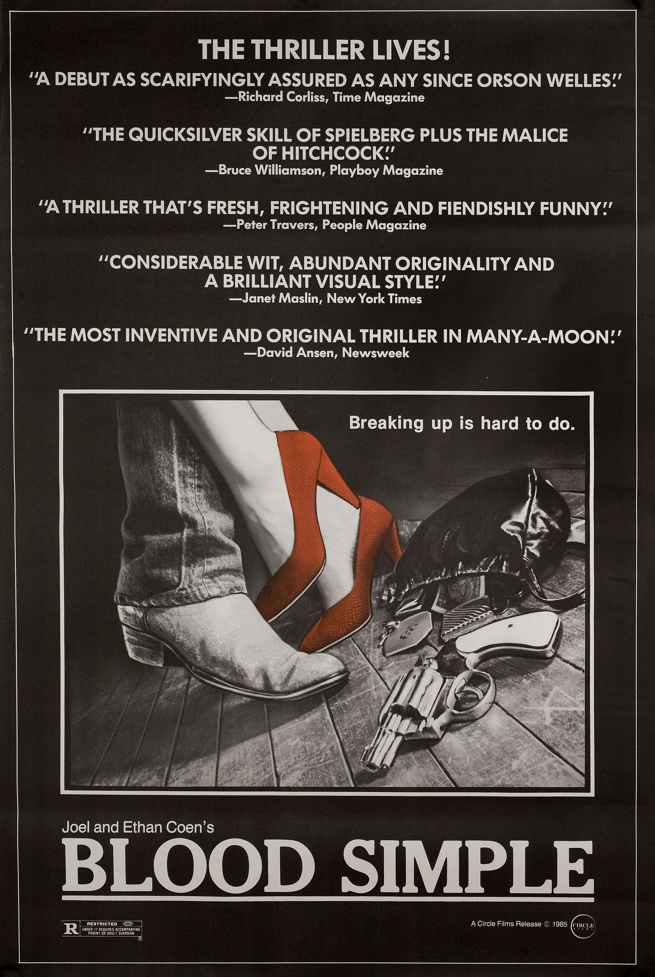 Просто кровь (Blood Simple, 1984), режиссёры братья Коэн, американский постер к фильму, 1985 год (1)