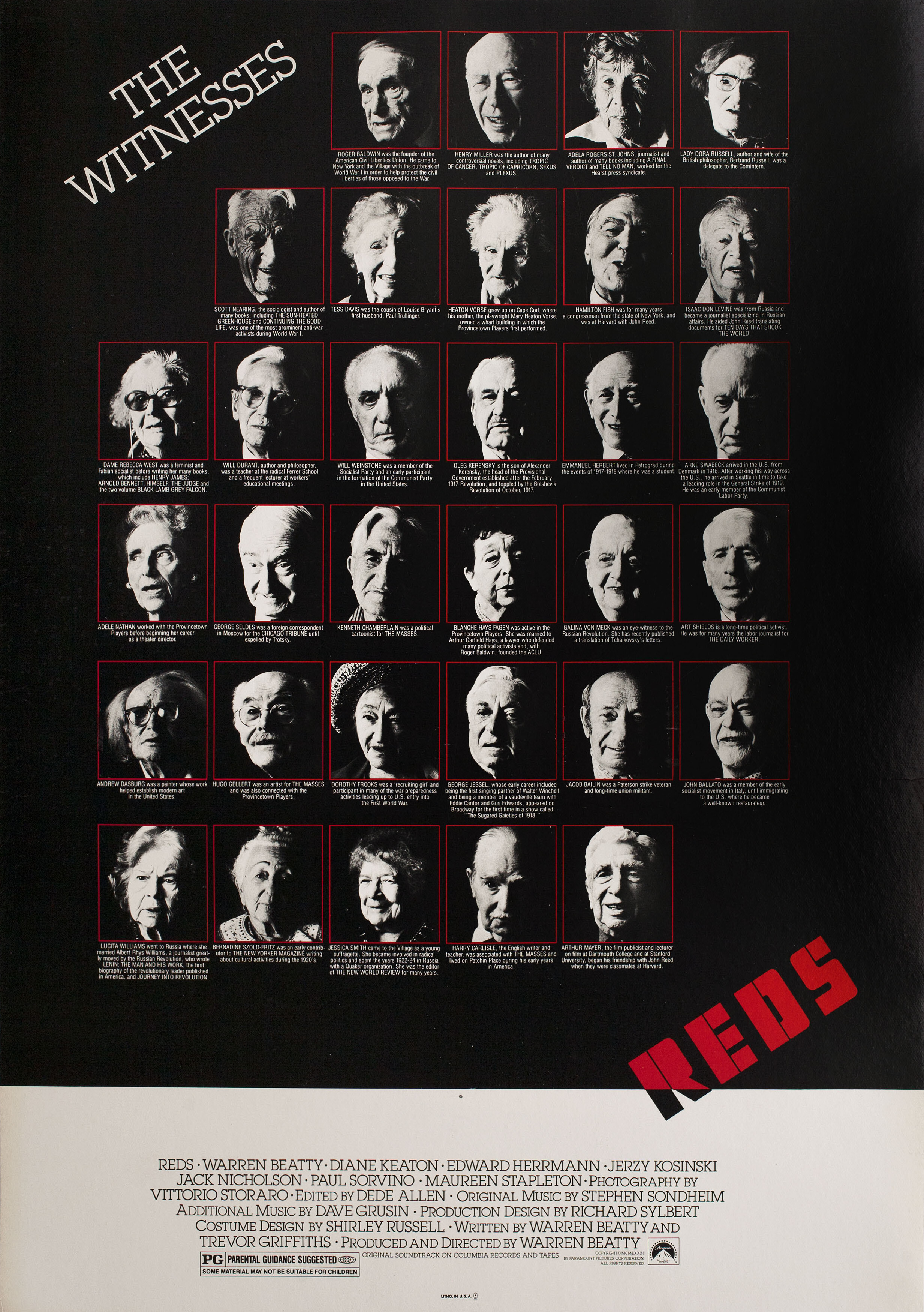 Красные (Reds, 1981), режиссёр Уоррен Битти, американский постер к фильму, 1981 год (1)