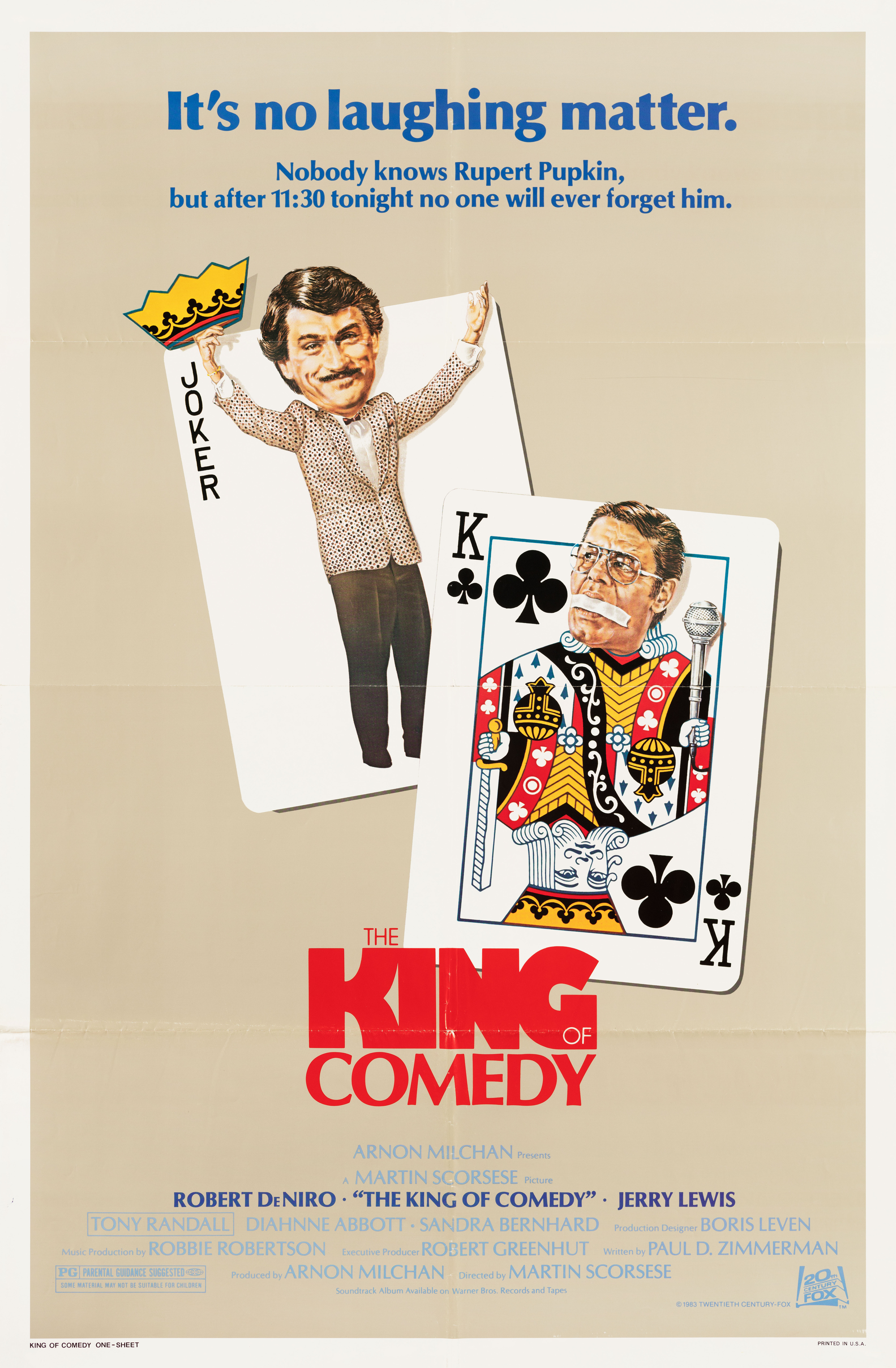 Король комедии (The King of Comedy, 1982), режиссёр Мартин Скорсезе, американский постер к фильму, 1983 год (1)