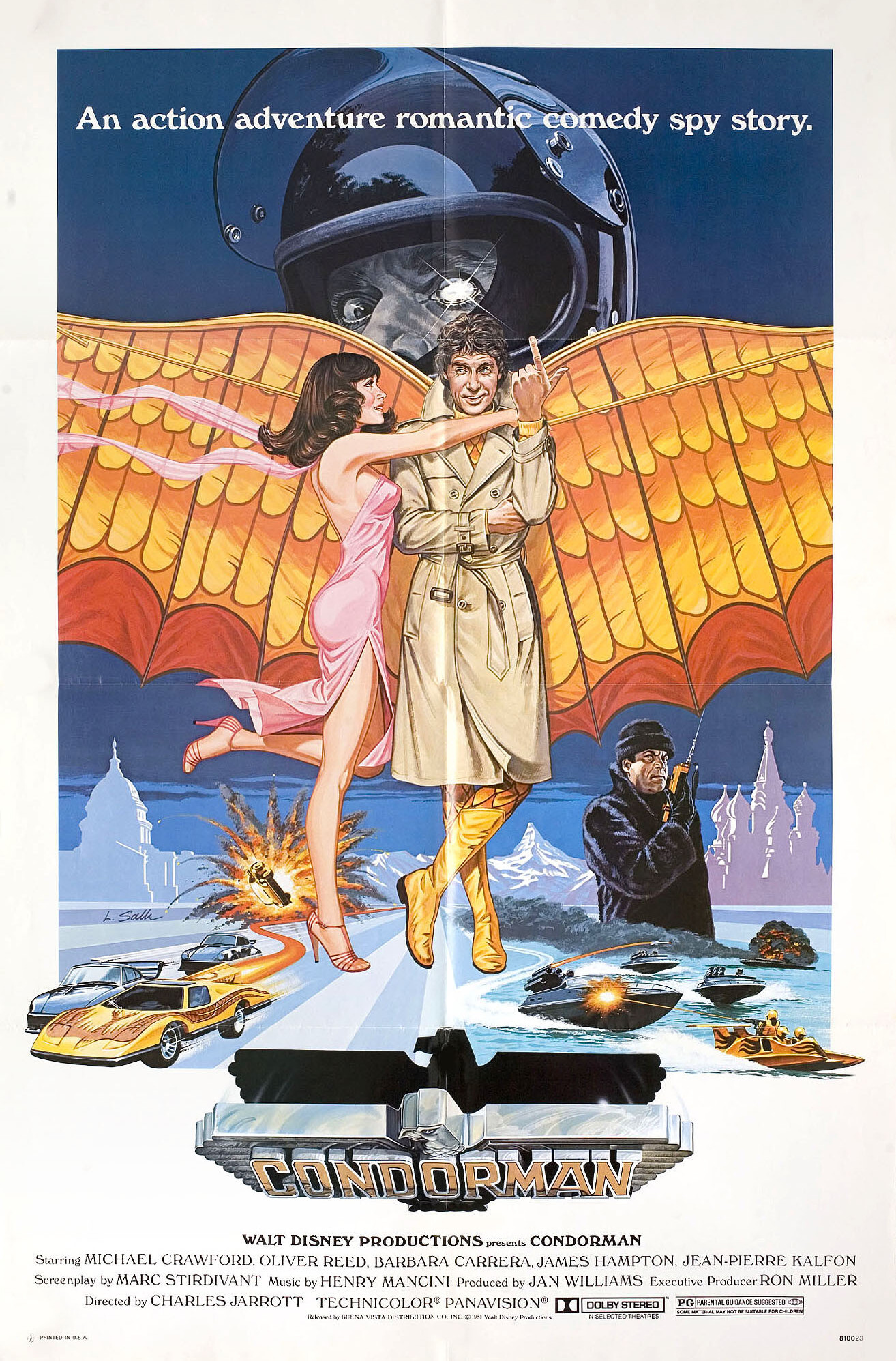 Человек-кондор (Condorman, 1981), режиссёр Чарльз Джэррот, американский постер к фильму, автор Ларри Солк, 1981 год