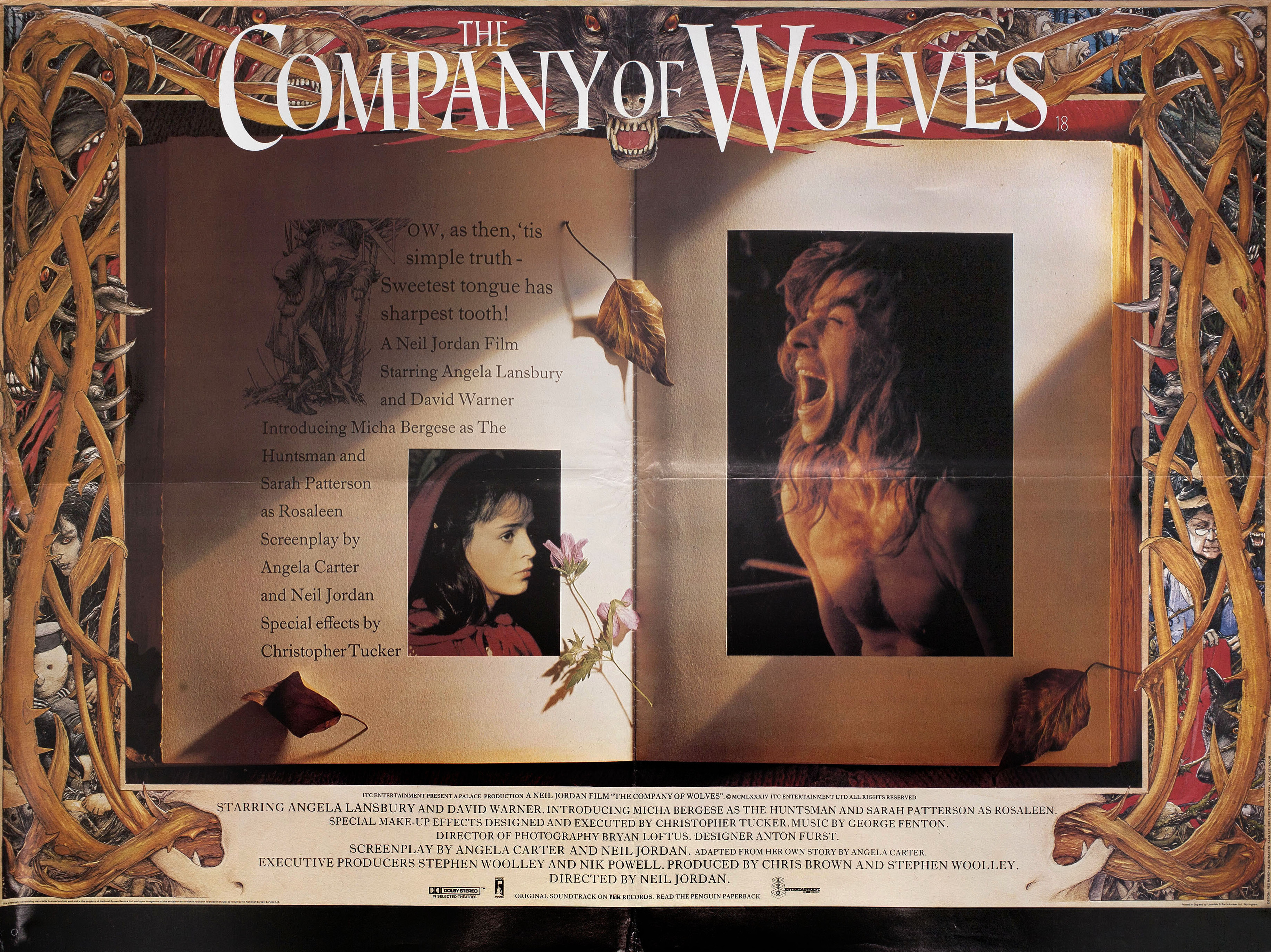 В компании волков (The Company of Wolves, 1984), режиссёр Нил Джордан, британский постер к фильму, 1984 год