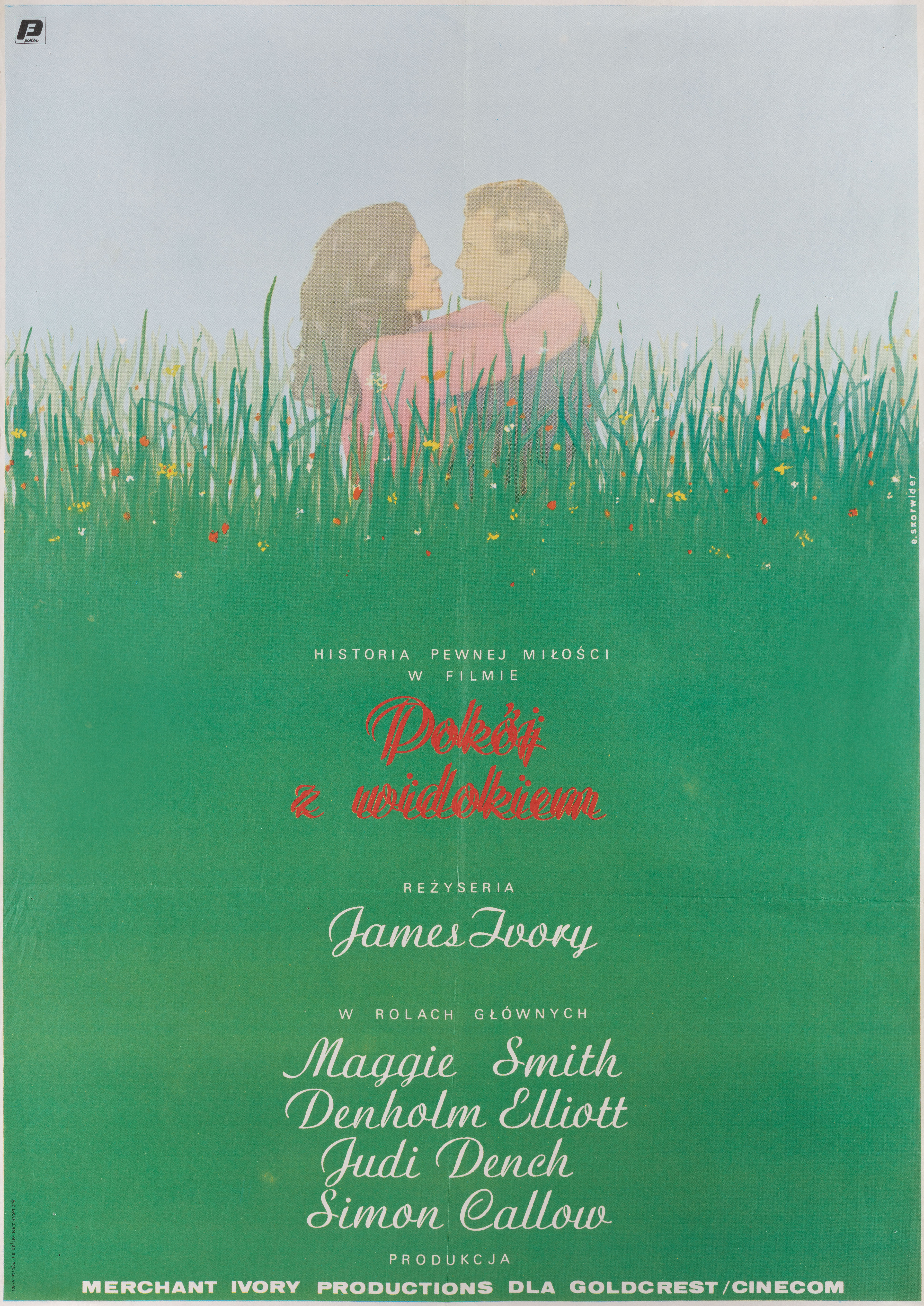 Комната с видом (A Room with a View, 1985), режиссёр Джеймс Айвори, польский постер к фильму, автор Евгениуш Скорвидер, 1988 год