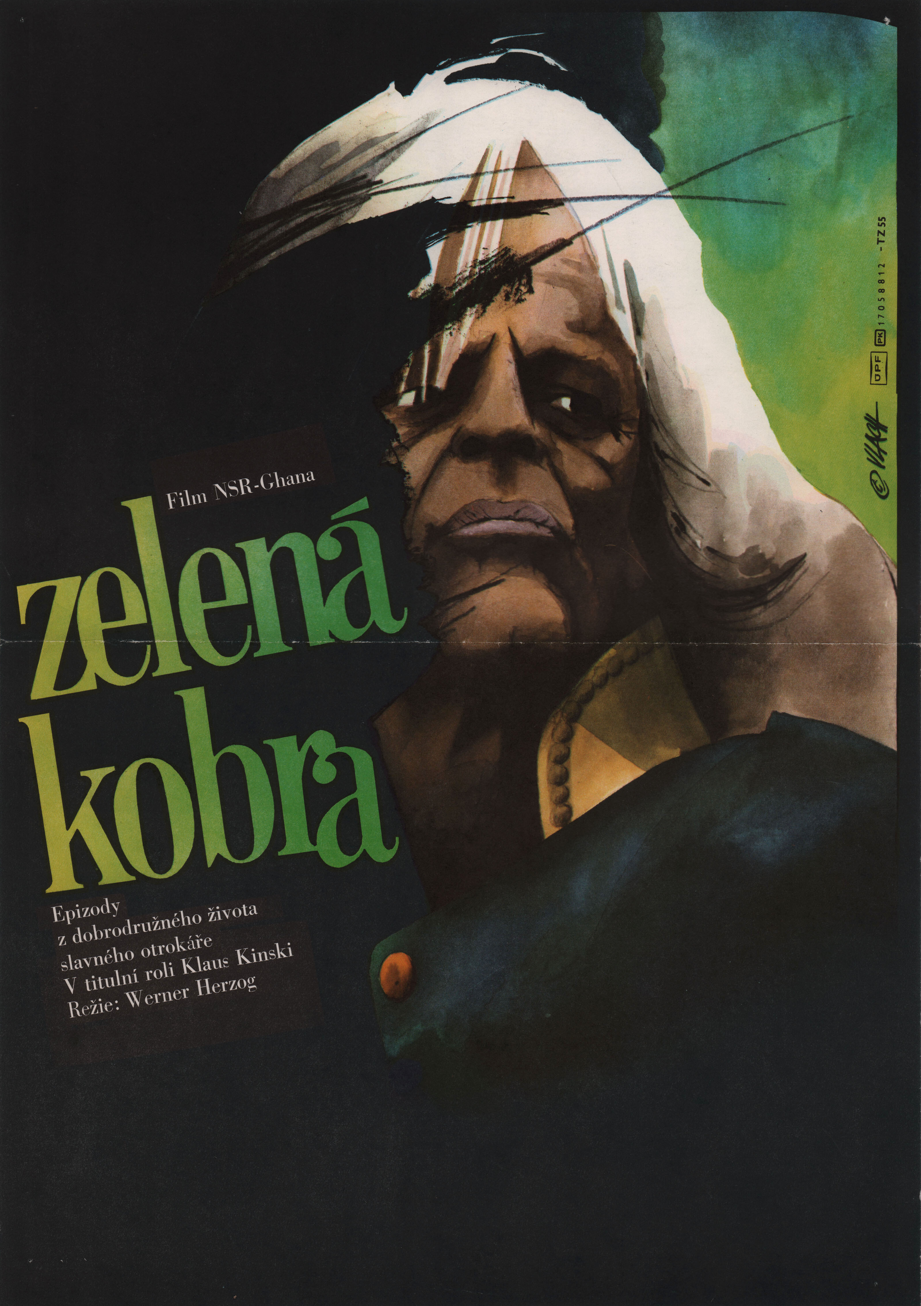 Зеленая кобра (Cobra Verde, 1987), режиссёр Вернер Херцог, чехословацкий постер к фильму, автор Зденек Влах, 1987 год