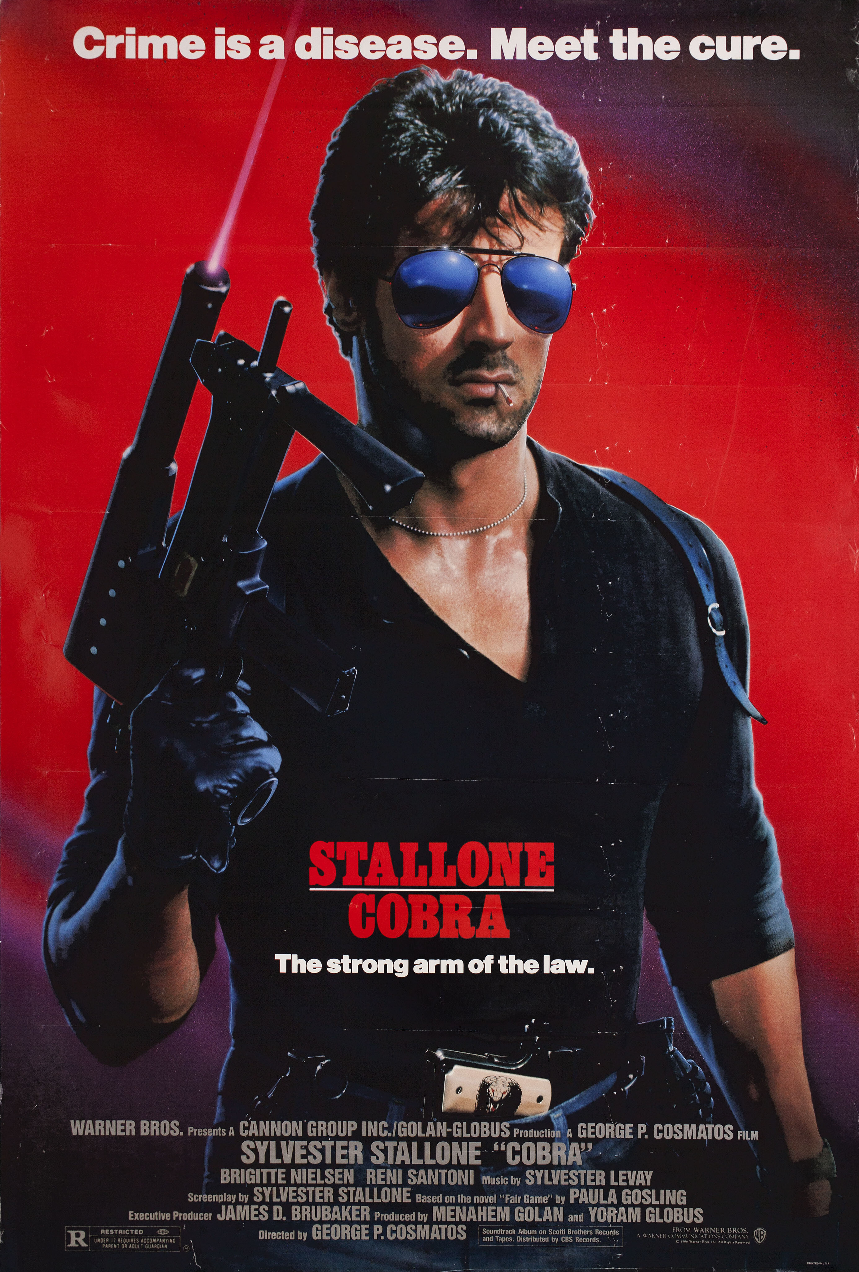 Кобра (Cobra, 1986), режиссёр Джордж Пи Косматос, американский постер к фильму, 1986 год