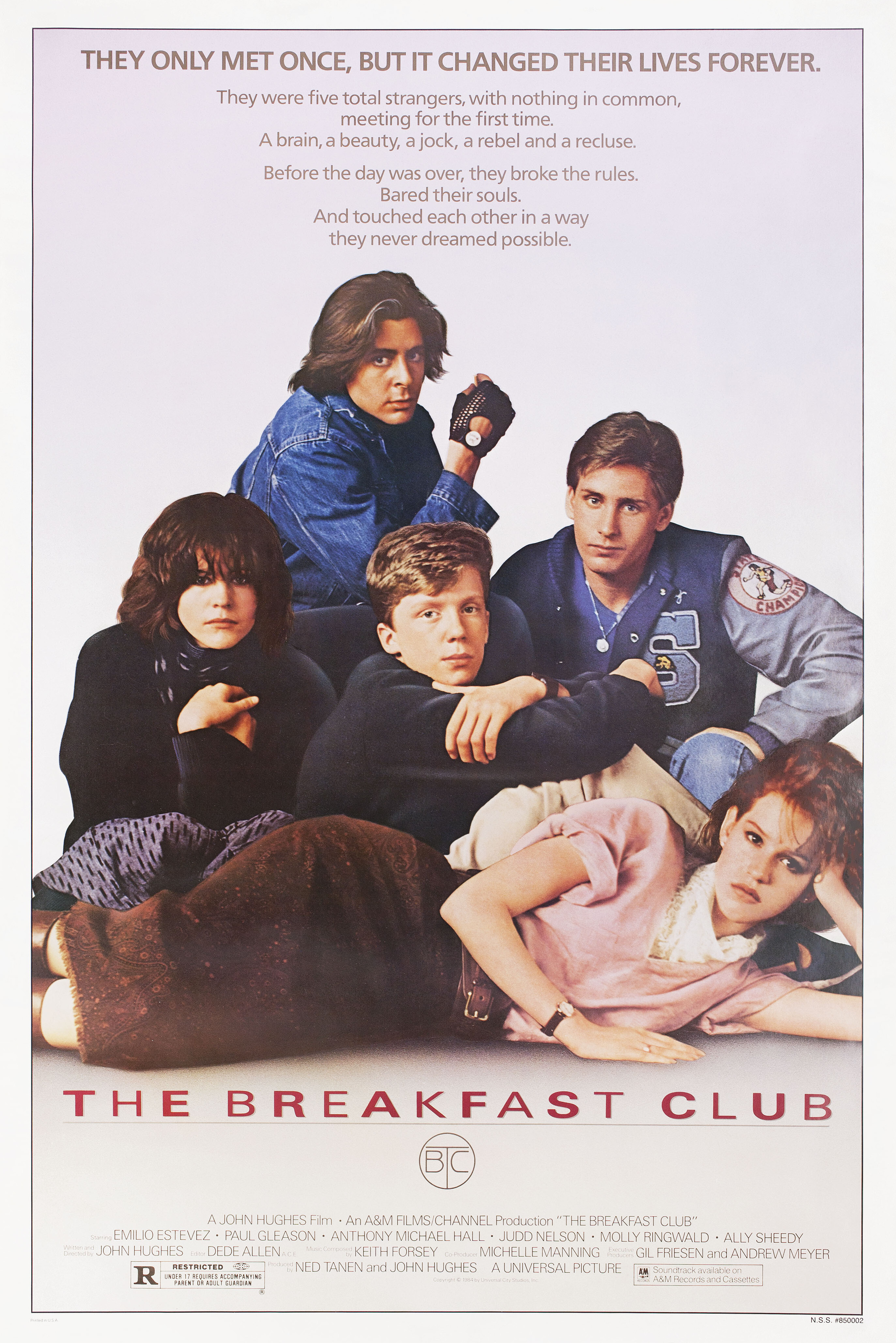 Клуб «Завтрак» (The Breakfast Club, 1985), режиссёр Джон Хьюз, американский постер к фильму, 1985 год