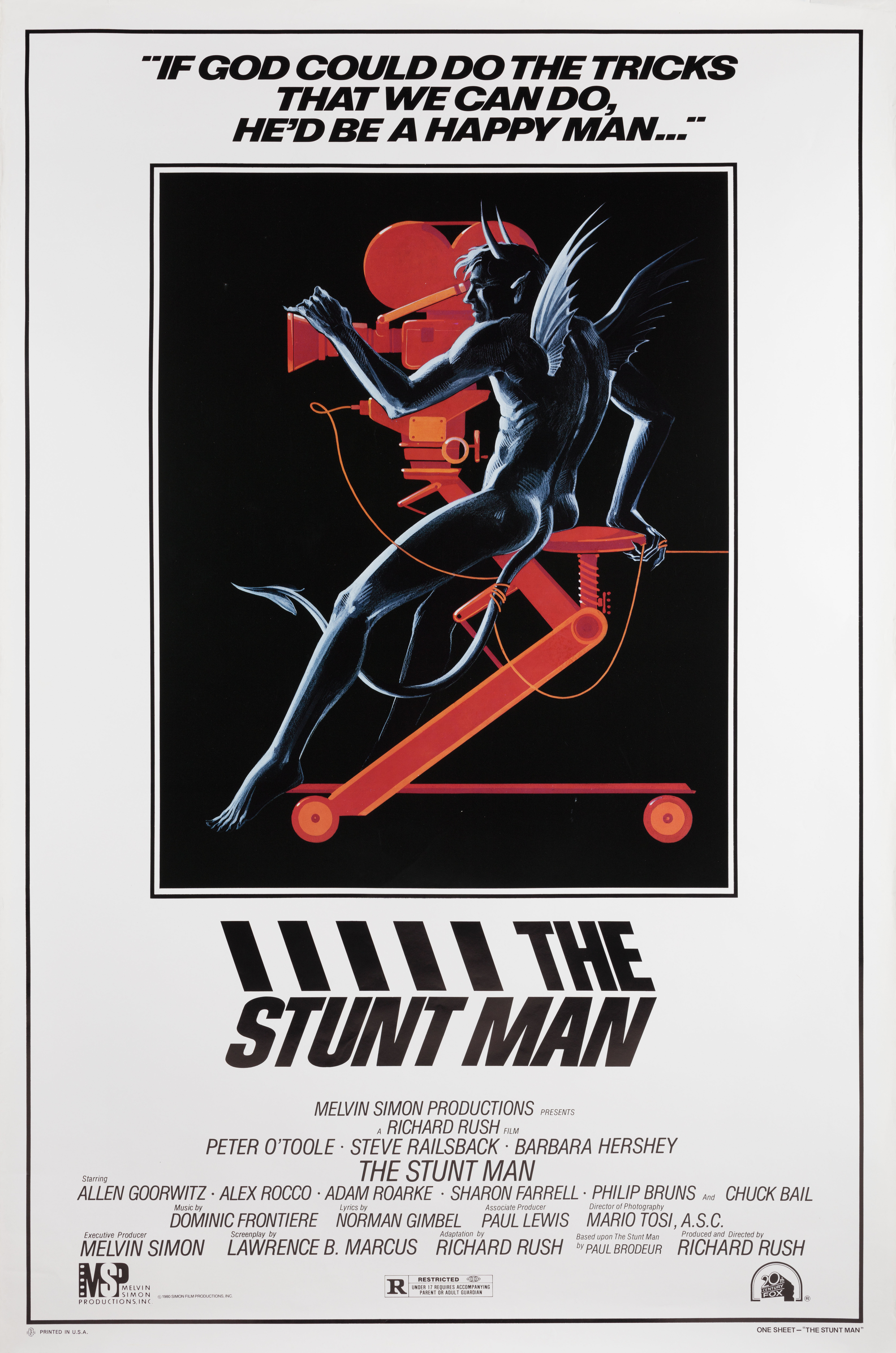Трюкач (The Stunt Man, 1980), режиссёр Ричард Раш, американский постер к фильму, 1980 год