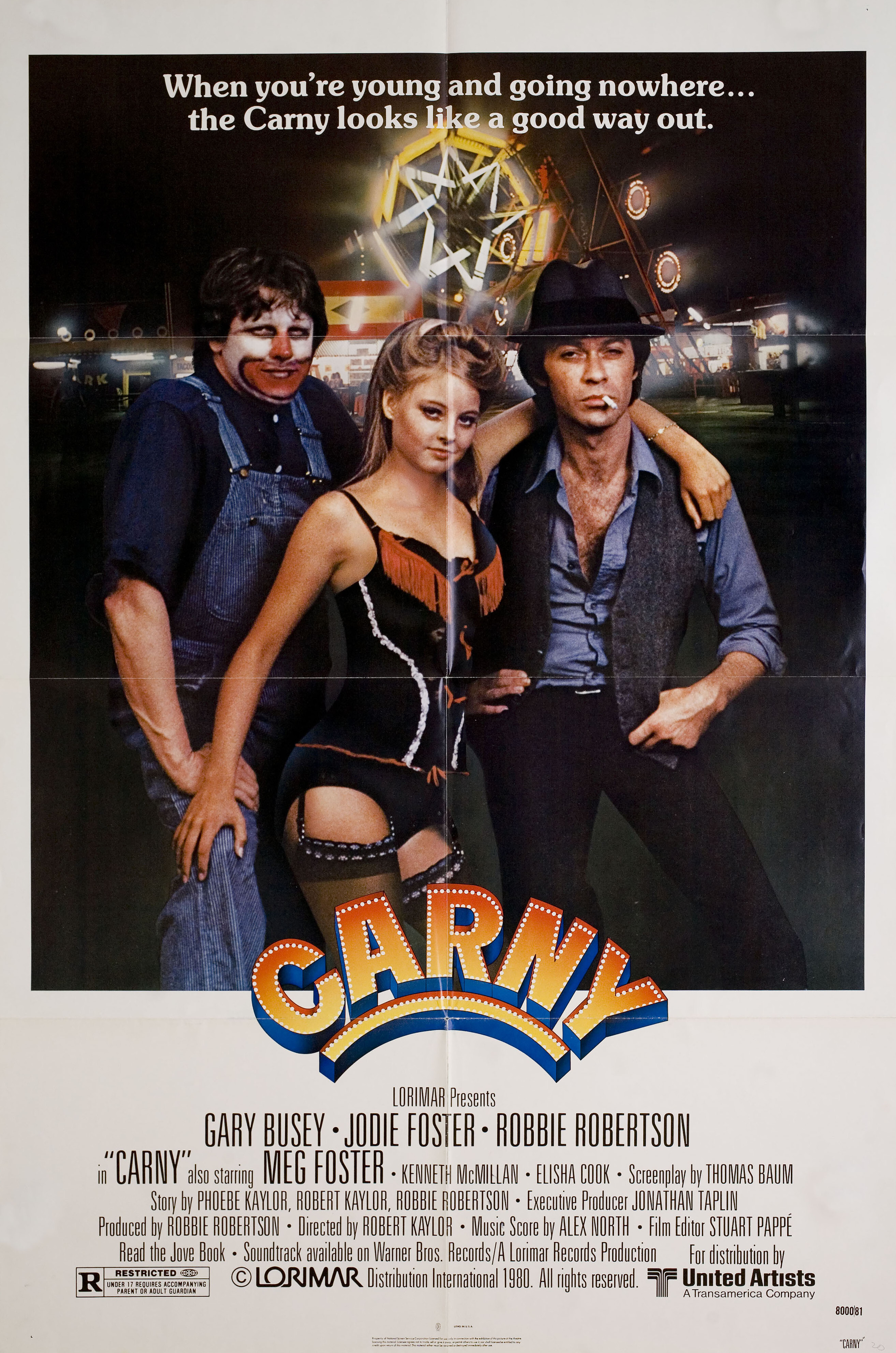 Кэрни (Carny, 1980), режиссёр Роберт Кэйлор, американский постер к фильму, 1980 год