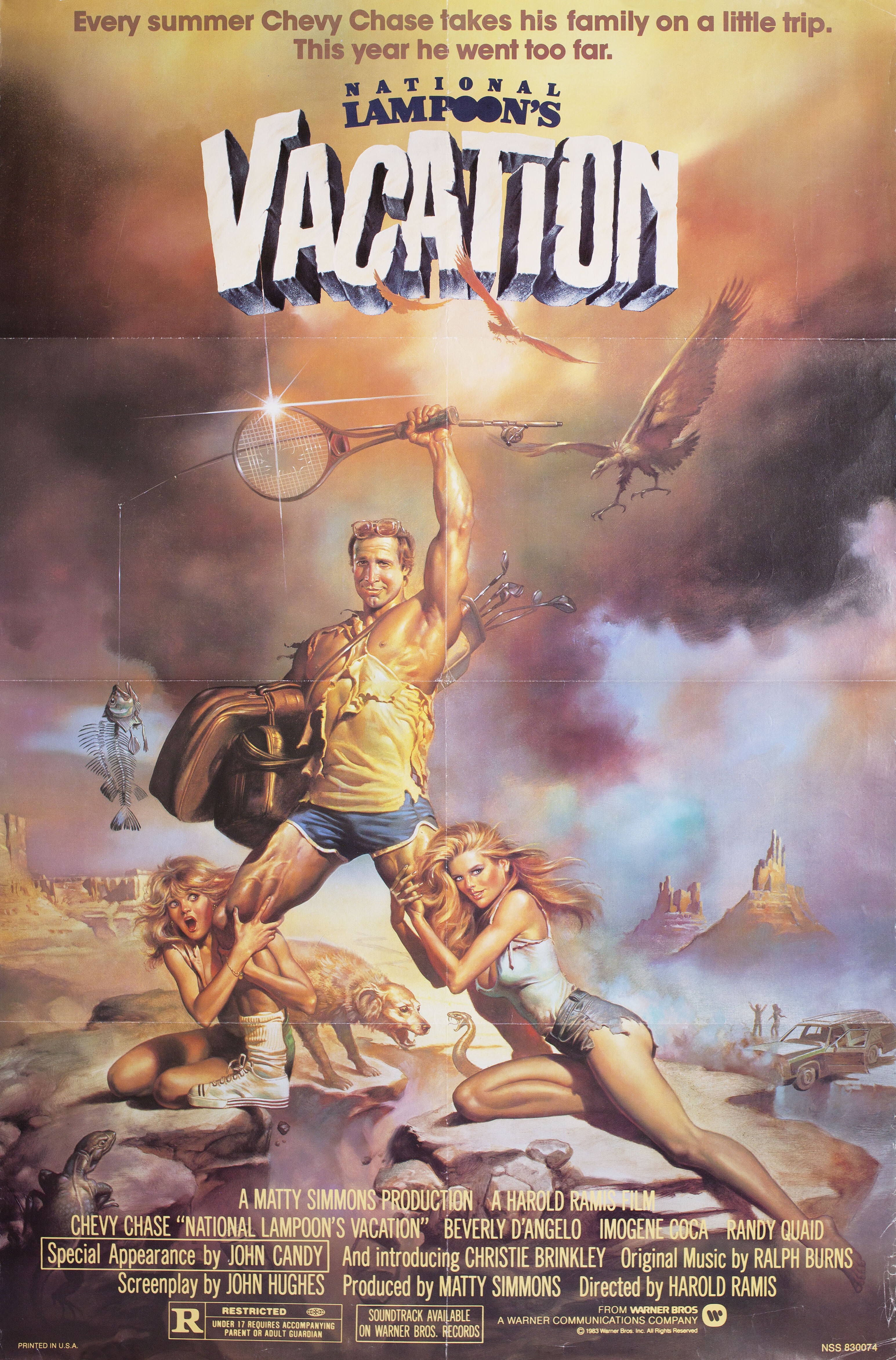 Каникулы (National Lampoons Vacation, 1983), режиссёр Гарольд Рамис, американский постер к фильму, автор Борис Вальехо, 1983 год